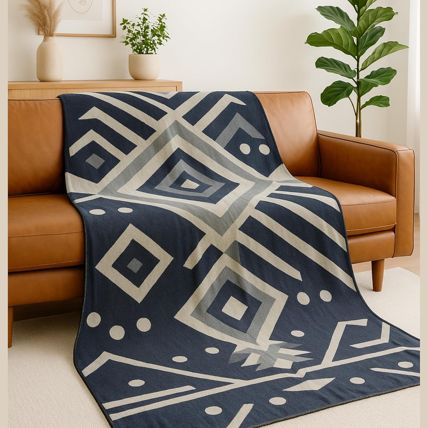 Tommy Lion - Cozy Alpaca Wool Blanket, Hypoallergenic, Soft, Lightweight, Handwoven, Sensitive Skin Friendly. Made in Ecuador. Real Alpaca. Queen Size. Made in Ecuador. Queen Size. Lienzo Gray - Image 3