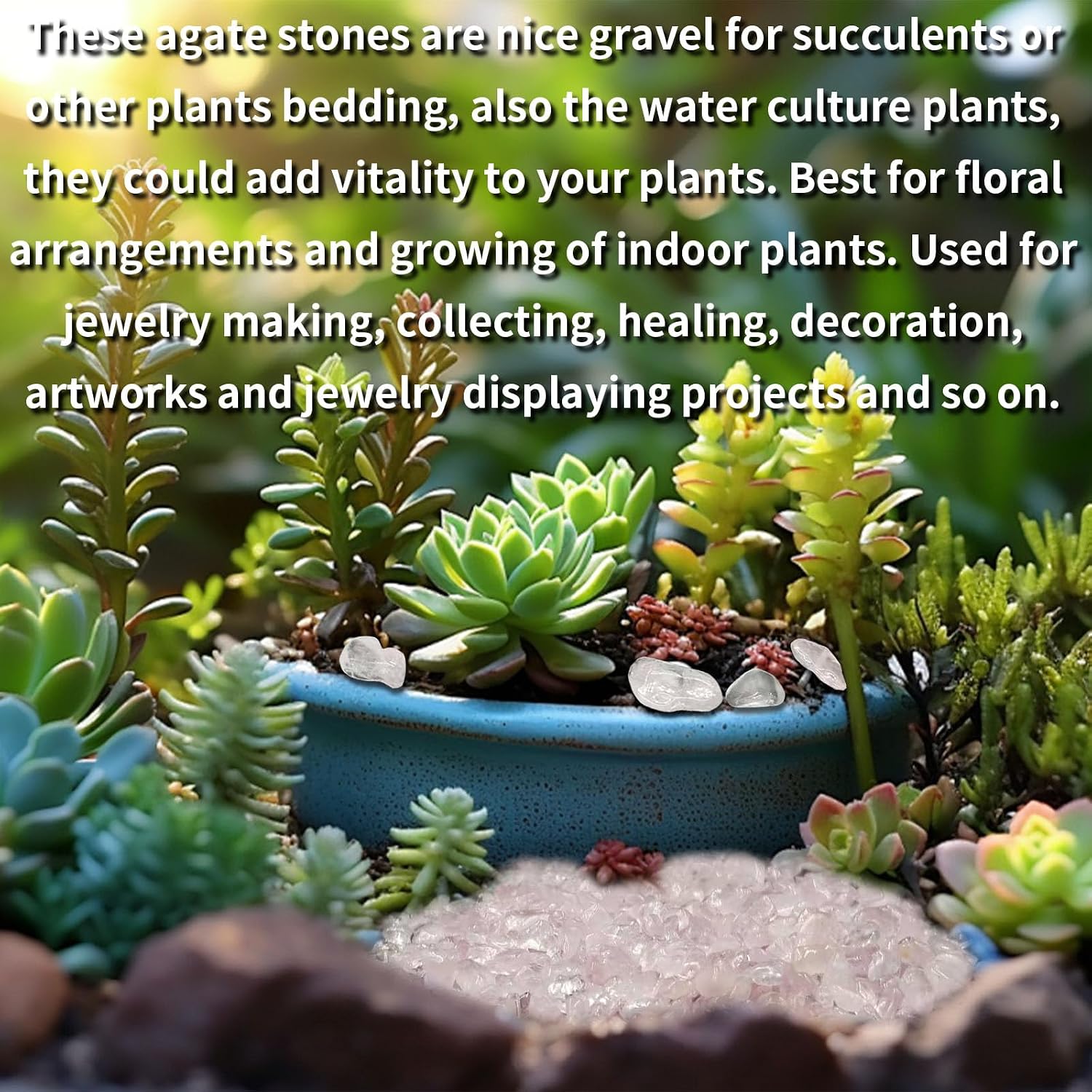 0.45 LB Polished Agate Stones Natural Decorative Rocks for Outdoor Decoration Home Decoration Fish Tank Vase Filler DIY Handmade Bamboo Succulents Cactus (Pink Crystal)