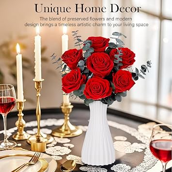 Preserved Flowers for Delivery, 7 Red Roses Black Wrap, Gifts for Women Her