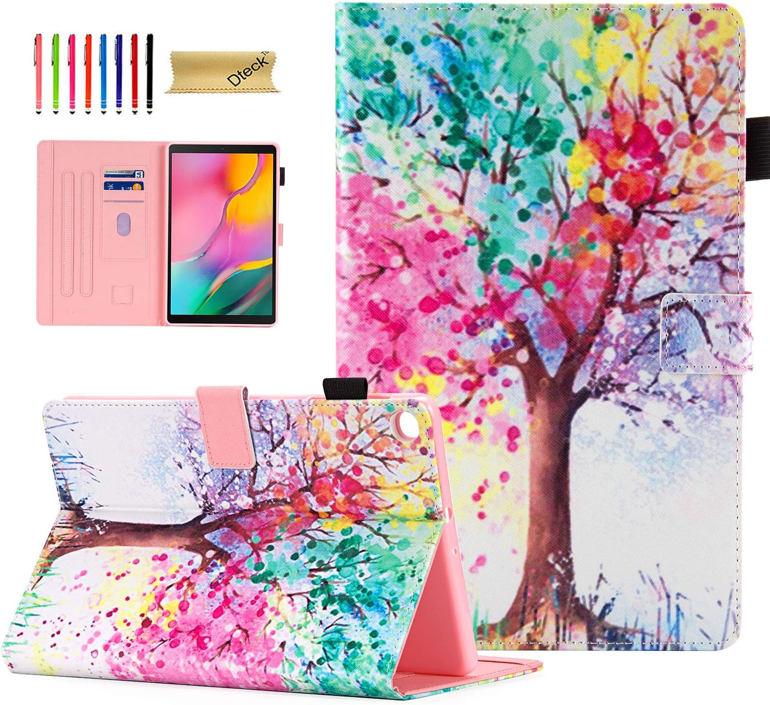 Cover for Samsung Galaxy Tab A 10.1 2019 SM-T510, Dteck Slim Fit Multi-Angle Folio Leather Stand Smart Shell Protective Case for Samsung Galaxy Tab A 10.1 Tablet 2019, Colorful Tree