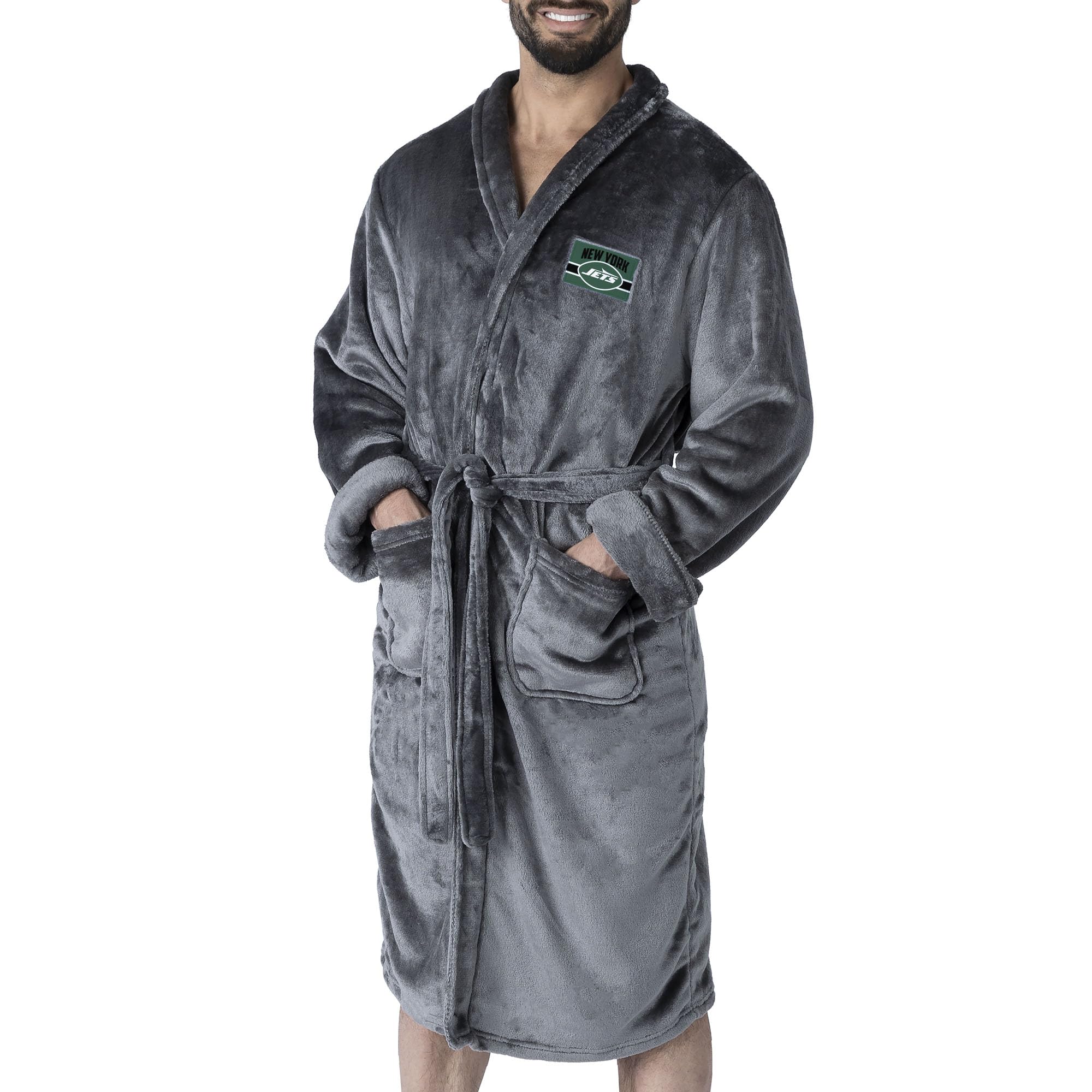 Northwest NFL New York Jets Silk Touch Bath Robe, Large/X-Large, Rollout Charcoal