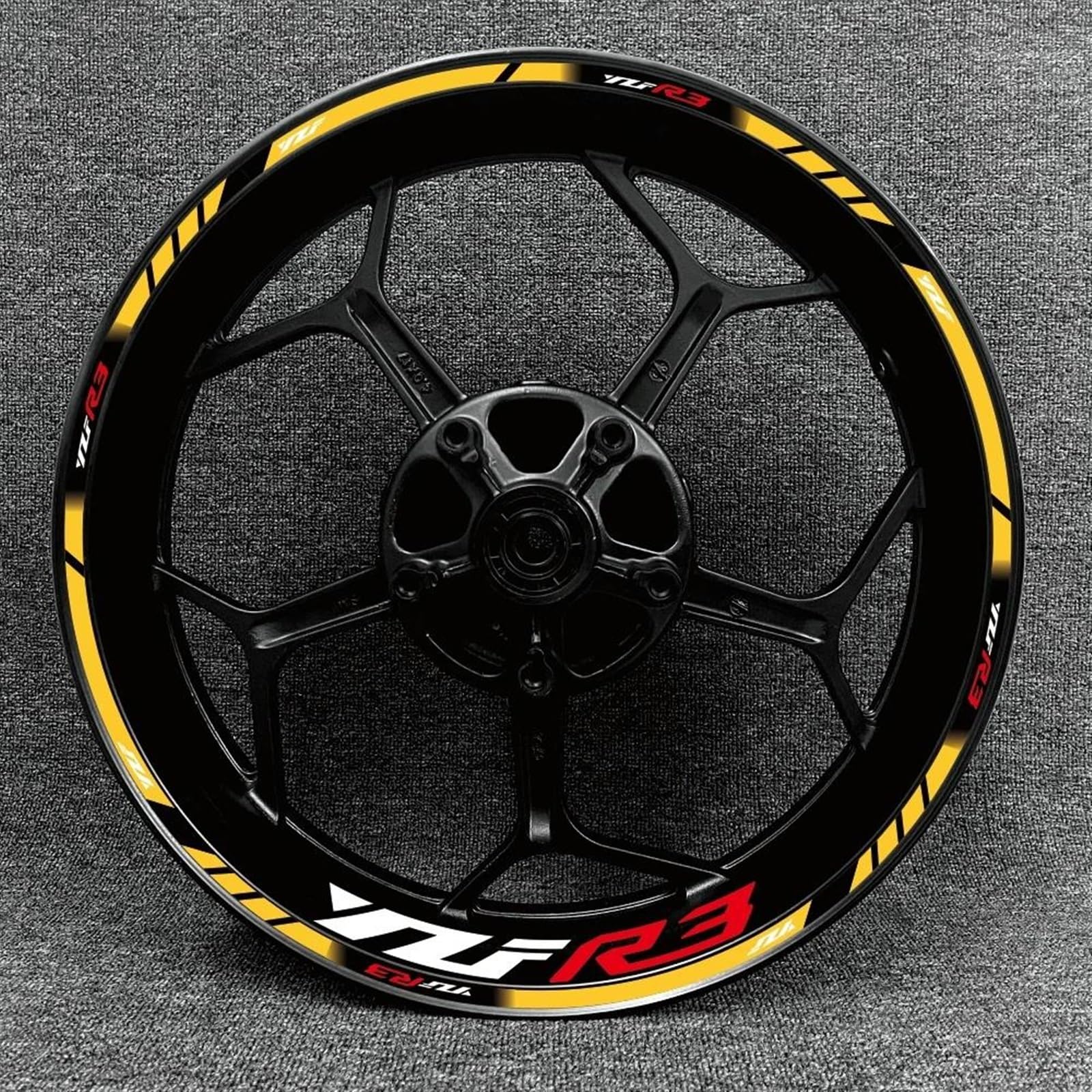 Reflektierender Motorradaufkleber Für Die Vordere Und Hintere Felge, Felgenaufkleber, Dekoratives Reifenaufkleber-Set Für Yamaha YZF R3(Style 22)