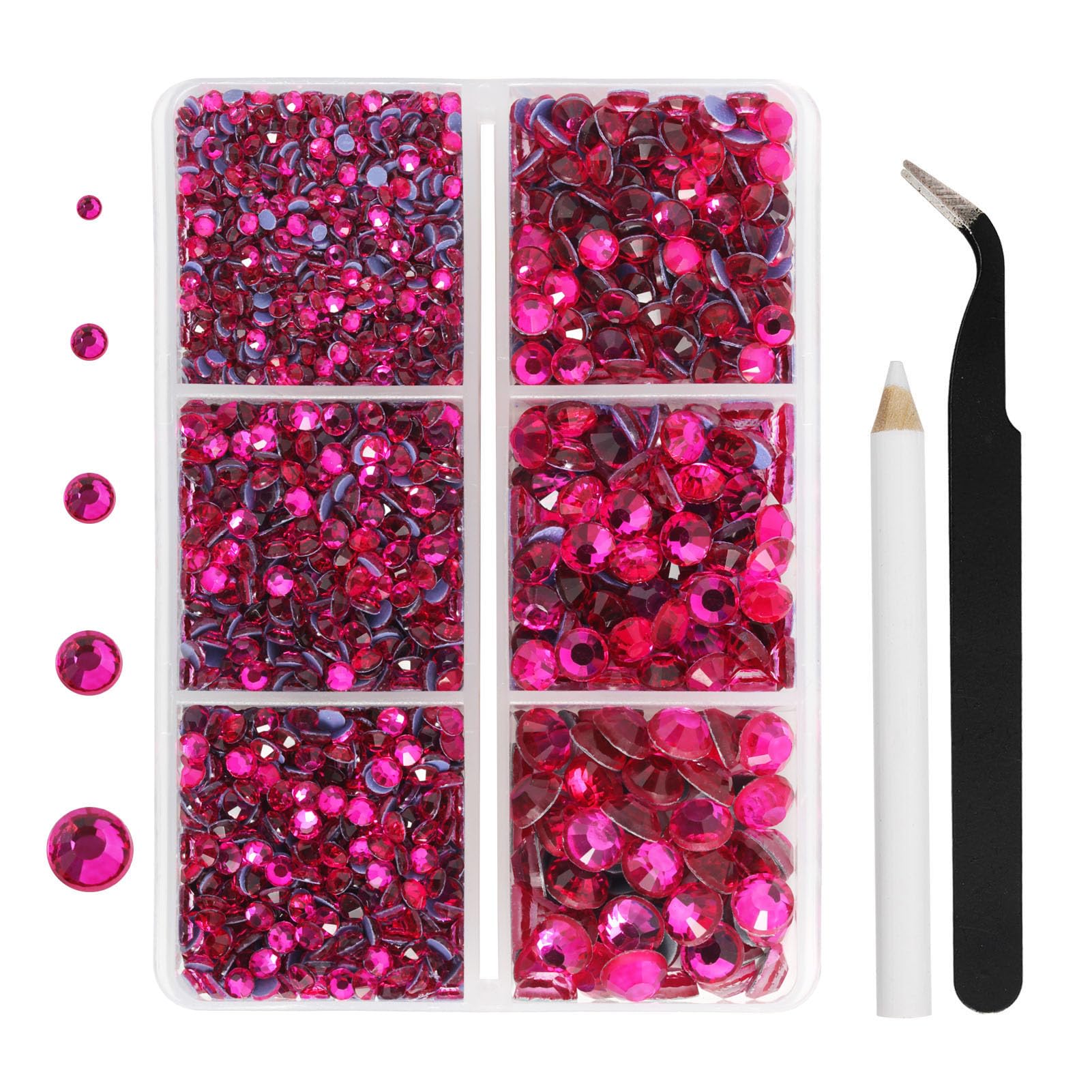 Hotfix Rhinestones 3960pcs, Hot Pink Rhinestone for Clothes, Hot Fix Crystals Rhinestones with Tweezers and Wax Pencil Kit,Mixed 5 Sizes, SS6-SS30, Hot Pink-image-28