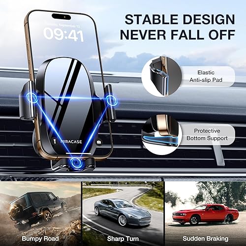 Miracase Upgraded-2nd Generation Universal Phone Holders for Your Car, 3 in 1 Air Vent Car Phone Holder Mount Compatible with iPhone 17/16/15/14/13/12/11 Series and All Phones(Red)