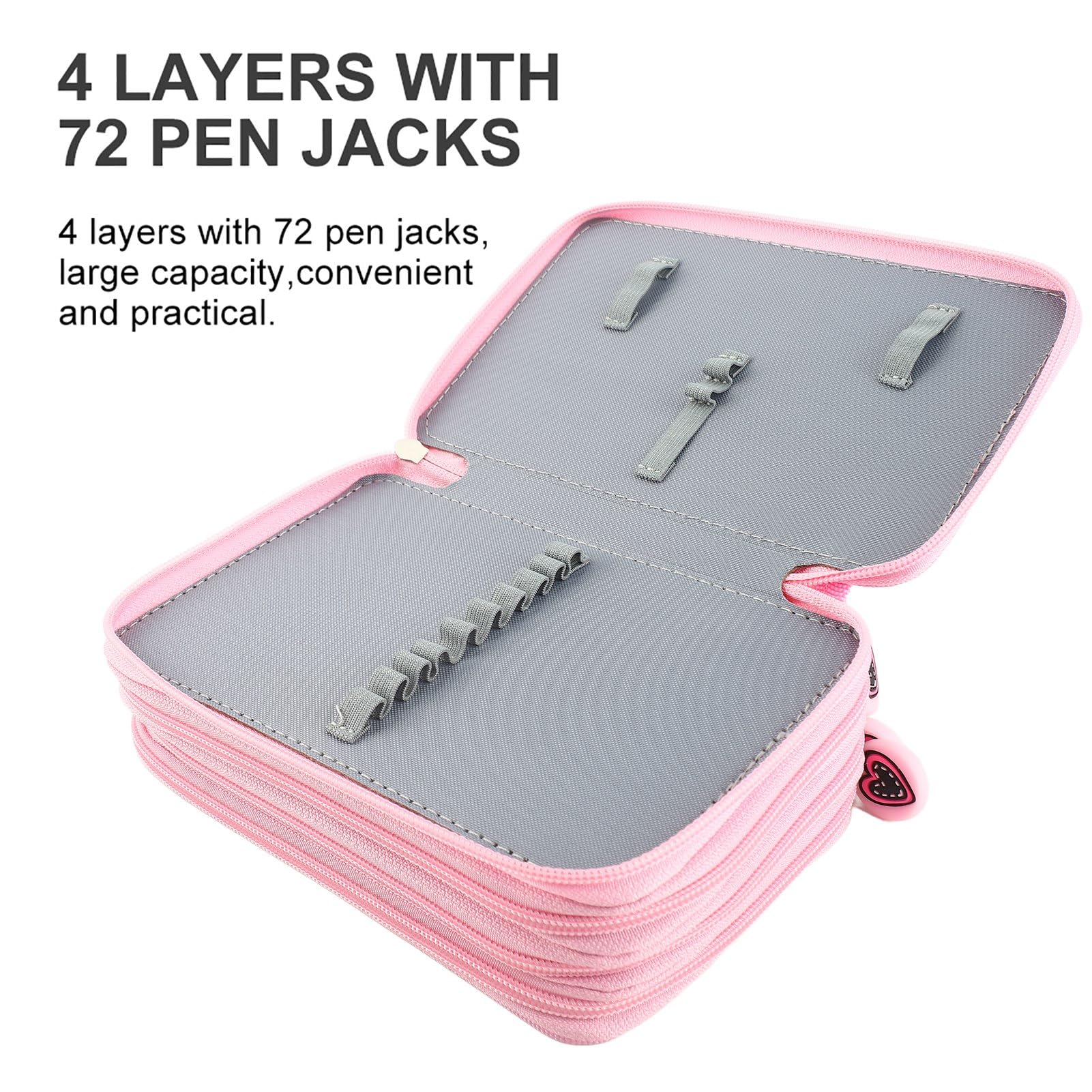 Astuccio Portamatite per 72 Matite Portapenne Astuccio Scuola Super Grande 4 Strati Portamatite Caso Utilissimo Astuccio per La Scuola (Senza Matita) - Rosa