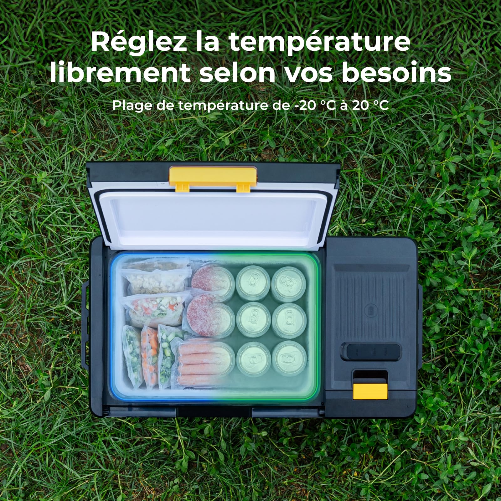 BougeRV Glacière à Compression CRX3 22L, Appli Contrôle | Réfrigérateur Auto 12V/230V, Frigo Portable, Congélateur de Camping, de -20℃ à 20℃, pour Voiture, Voyage et Plein Air