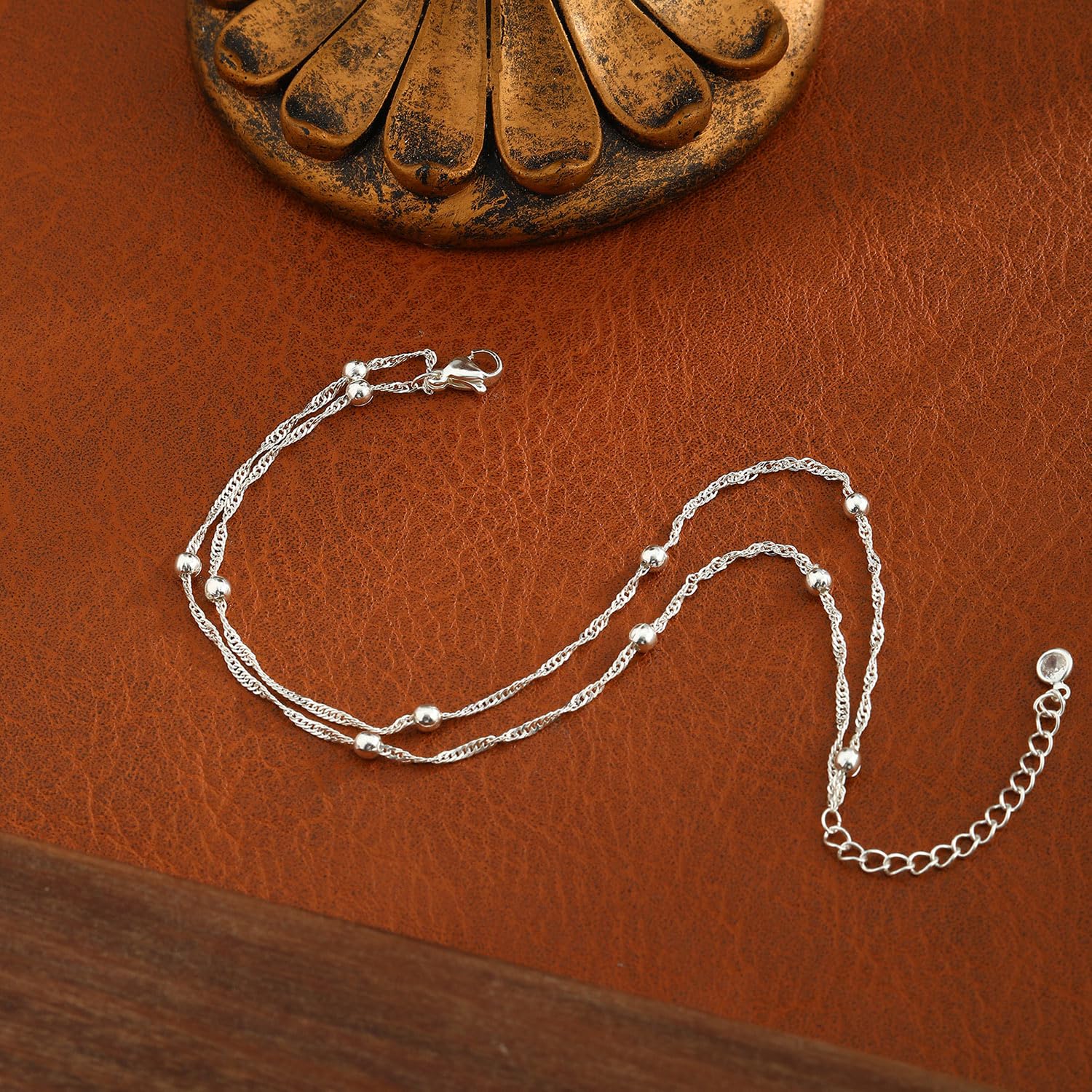 Tobilleras de oro para mujer, impermeables, chapadas en oro de 14 quilates y plata con cuentas de corazón para mujer, juego de tobilleras de cadena de eslabones cubanos de moda, joyería de 5