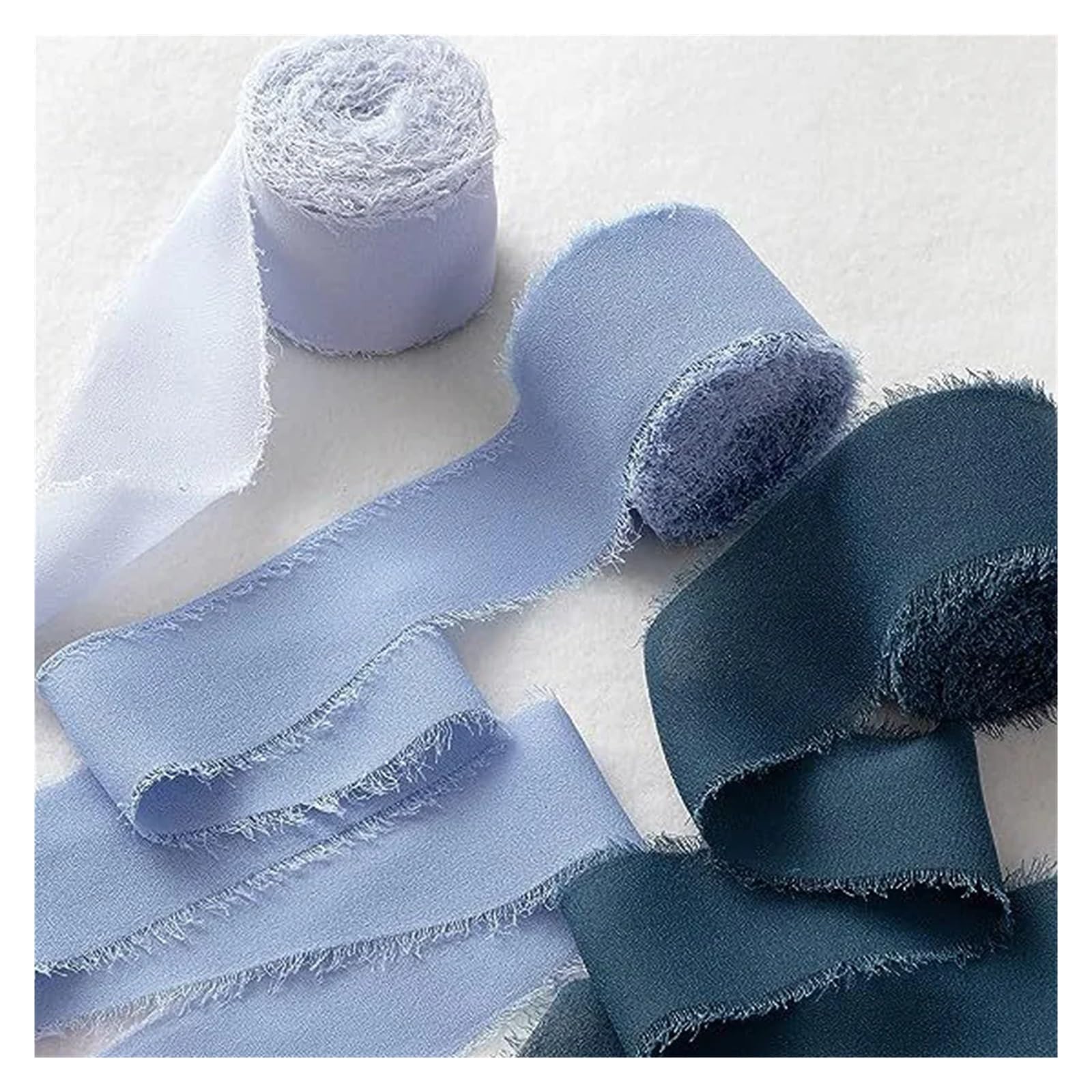 Chiffonband 1 Stück 5 Meter breit 4 cm grünes Chiffon-Seidenband Blumenstrauß Wickeldekoration Chiffonband mit ausgefranstem Rand(29)