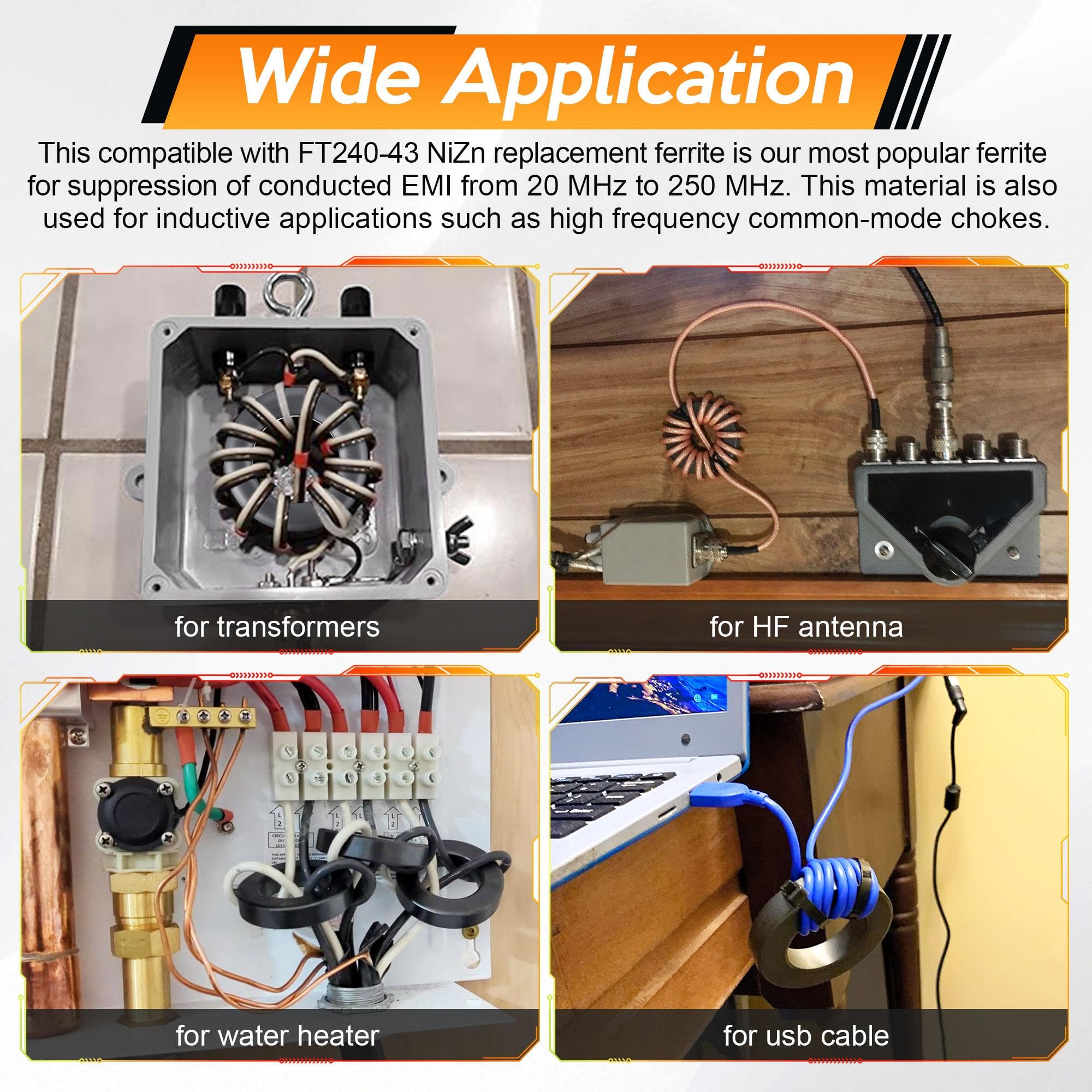 Núcleo de ferrita toroide FT240-43 2.4 pulgadas para supresión RFI EMI RF HF EFHW