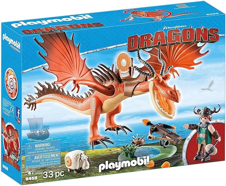 Playmobil moccioso e zannacurva di dreamworks dragons con balestra funzionante 9459