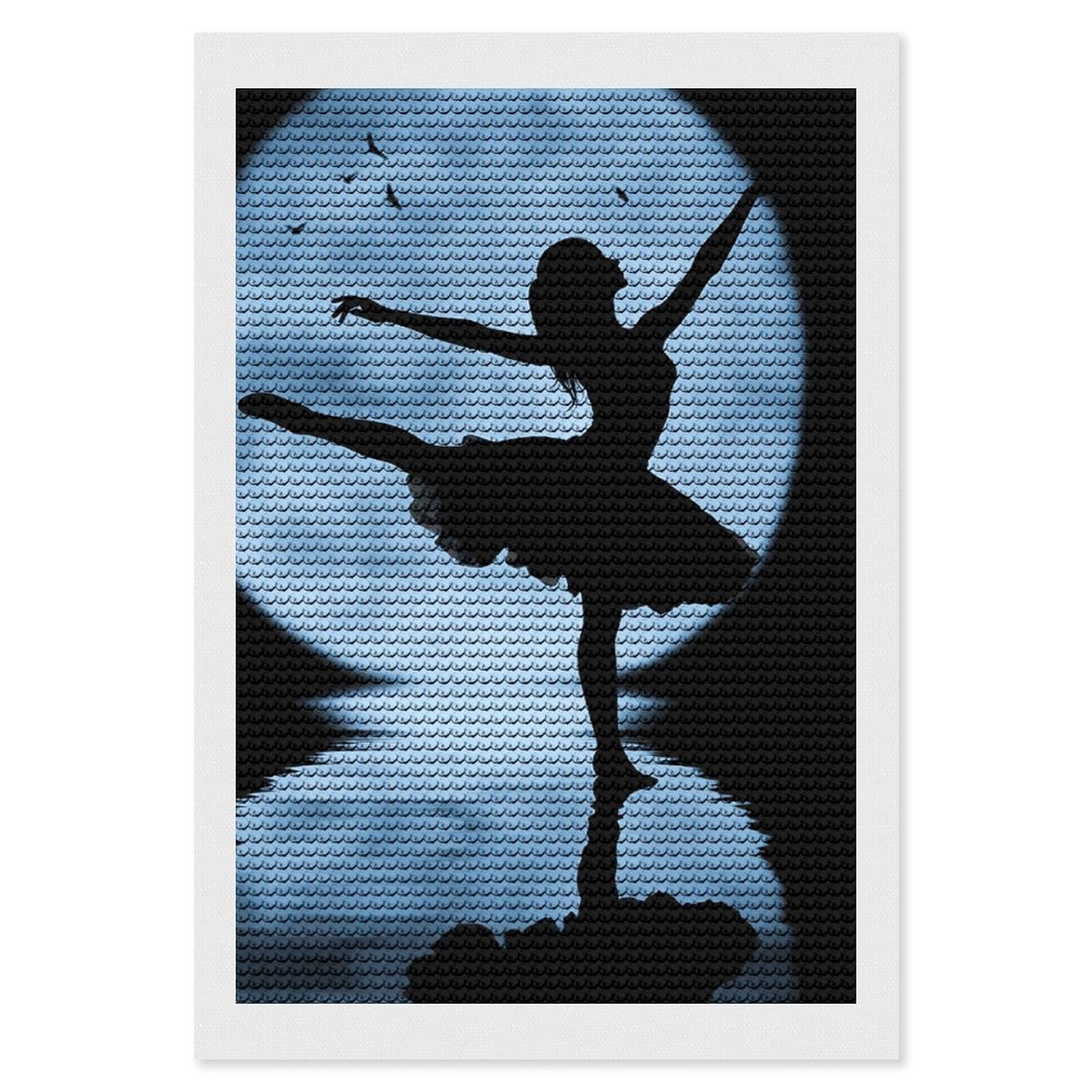Ballet Girl Silhouette Diamond Painting Kits for Adults, DIY 5D Diamond Painting Kits for Beginners, Round Full Drill Diamond Dots Paintings, Diamonds Pictures Gem Art for Crafts Home Decor 8"x12"