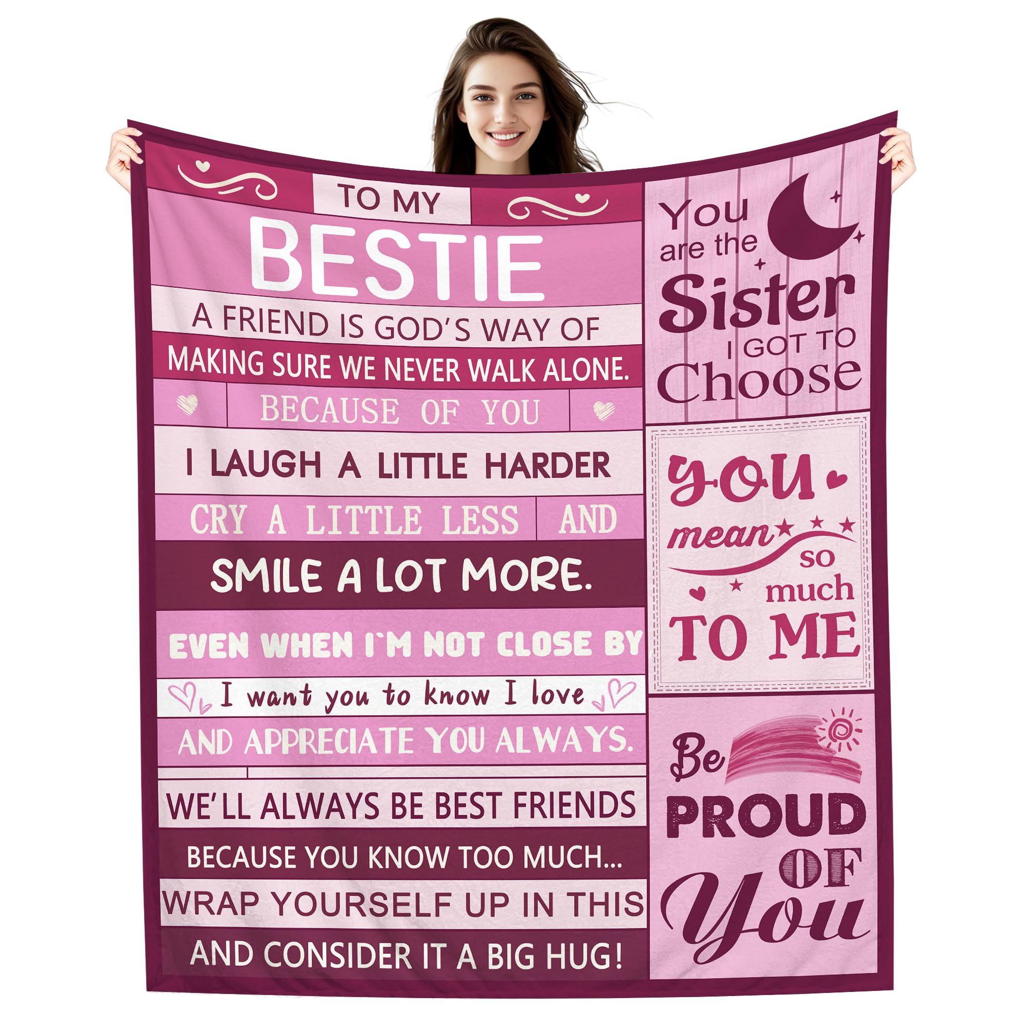 You Are The Sister I Got To Choose Bestie Blanket for Women Girls Inspirational Gift for Best Friend Birthday Graduation Friendship Throw Blanket Ideas 60” x50”(bestie)