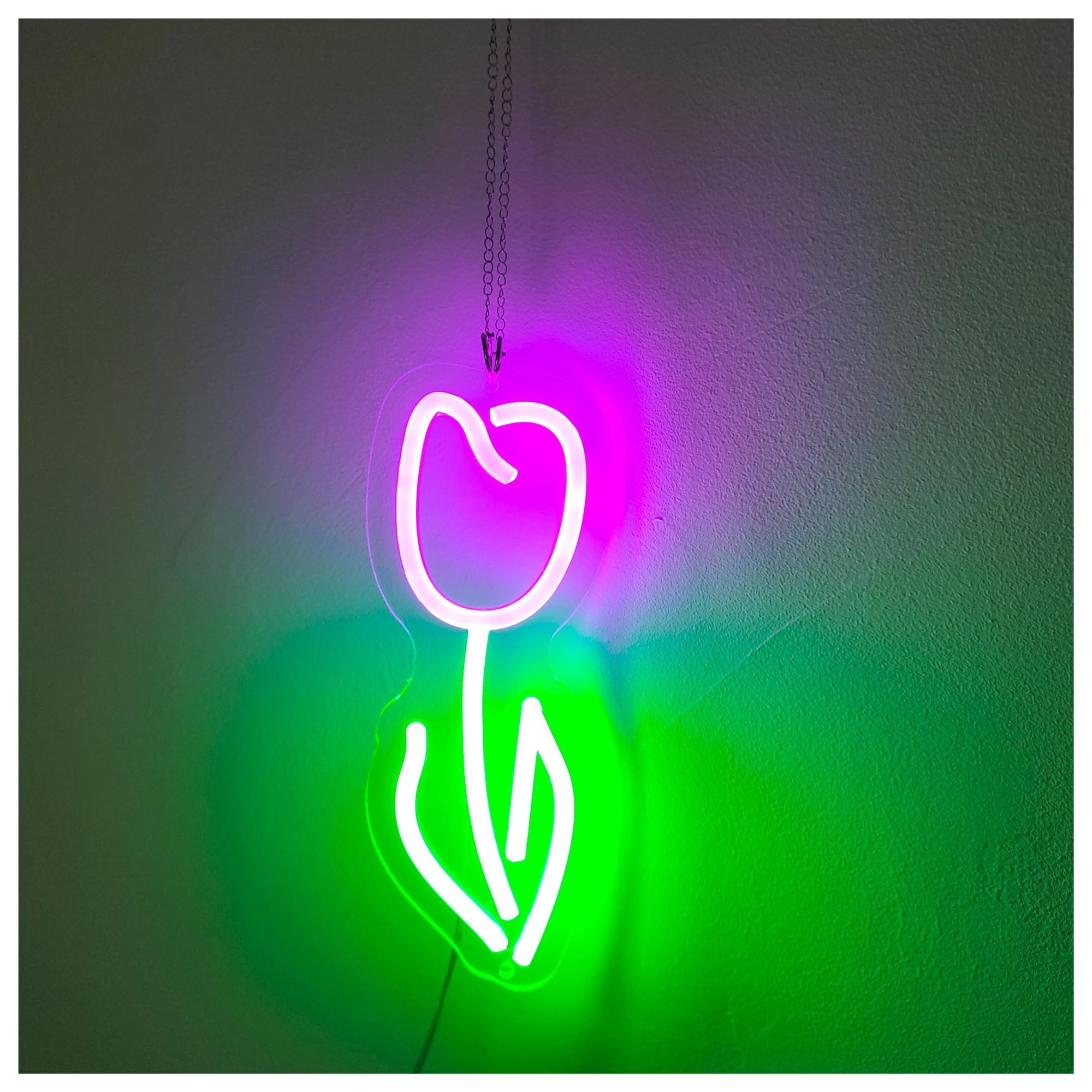 Rongch Purple Hanging Art Signs Tulip Bouquet Neon Sign Flower Shop Storefront Window Display Business Entrance Decor 45Cm(Purple)