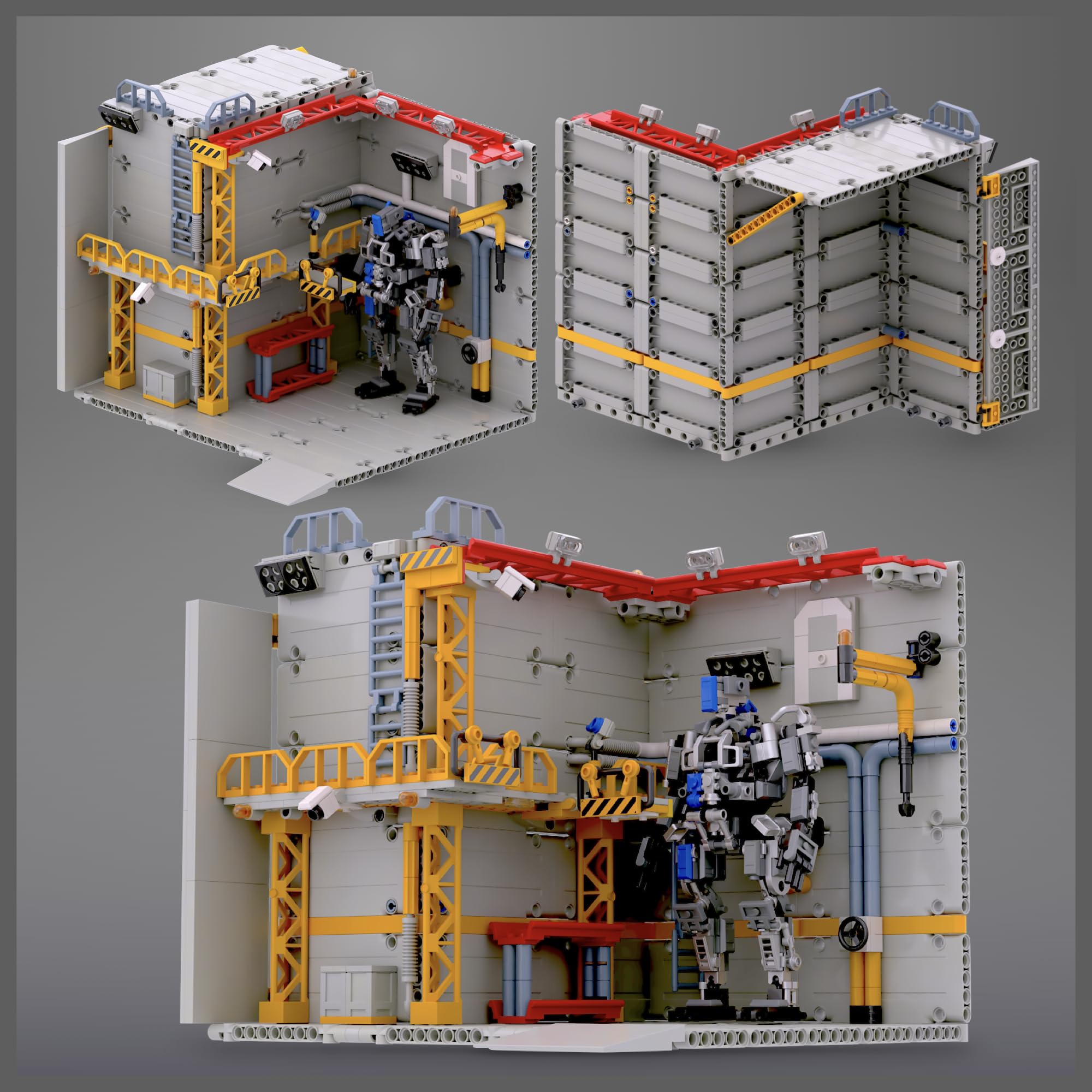 MyBuild Mecha Hangar – zestaw do budowania kabiny konserwacyjnej, wieża robocza, platformy i systemy narzędziowe, rozszerzalna podstawa mecha, wiek od 16 lat (7006 z Mecha)