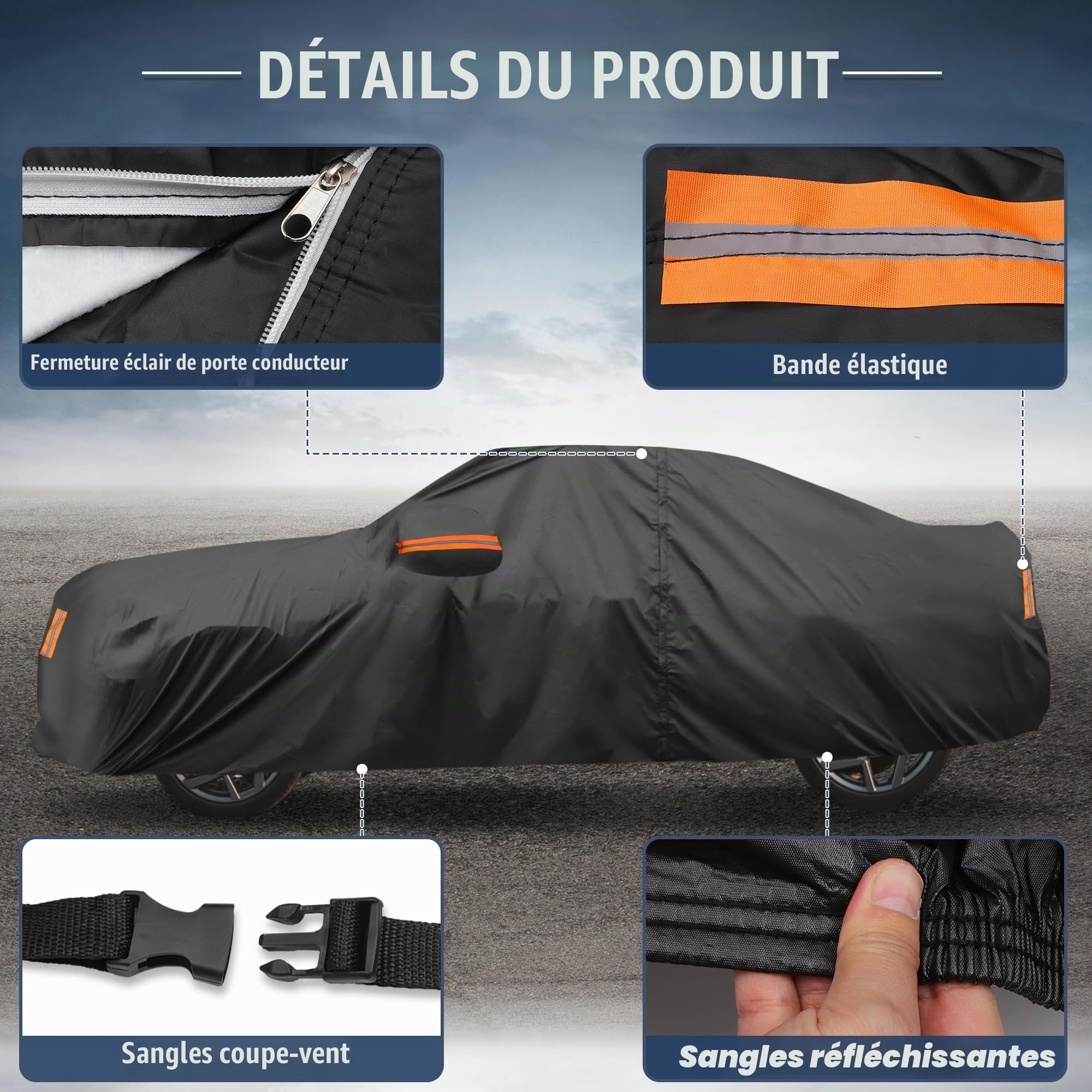 X AUTOHAUX Housse de Voiture pour Chevrolet Camaro 2010-2021 en Film d'aluminium – Housse de Voiture complète pour l'extérieur – Protection Contre Les intempéries – Protection Contre Le Vent – avec