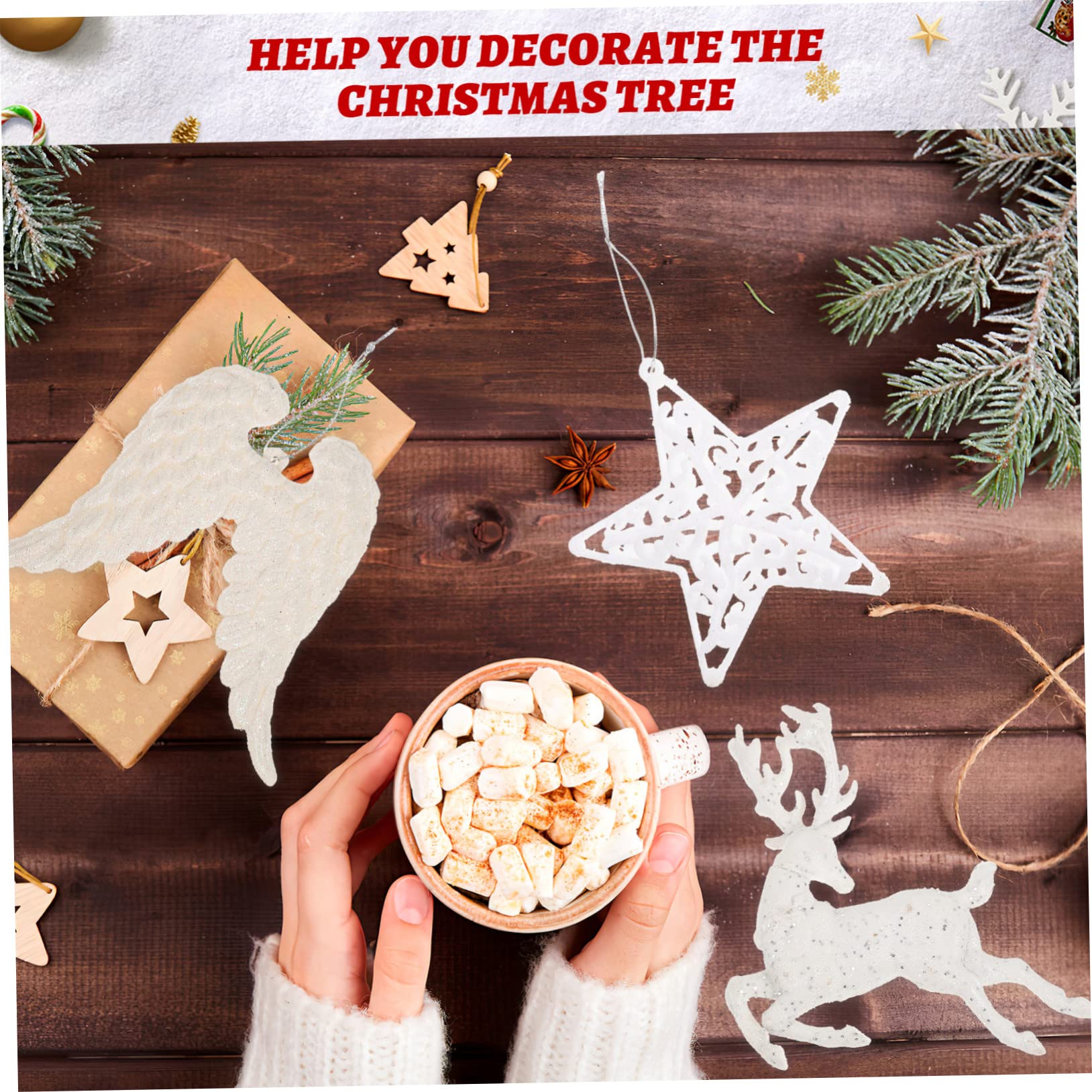 ULTECHNOVO 3 Set Ornamenti Per L'albero Di Natale Decorazioni Sospese in Decorazione Dell'ornamento Animale Ornamenti Di Animali Schiuma Bianca 4 Pezzi * 3