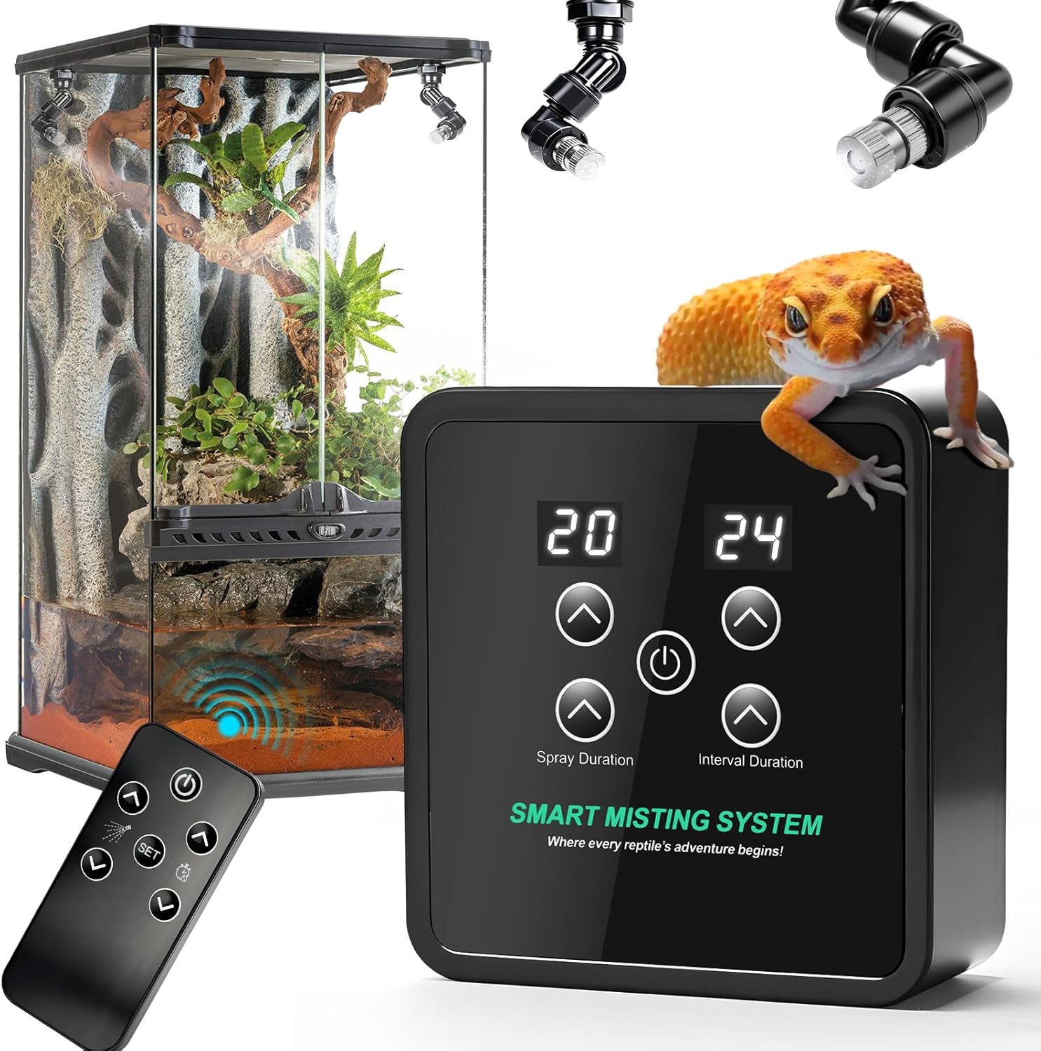 Reptile Mister Humidifier Reptile Mister System with Timer – Auto Terrarium Misting System for Chameleons, Snakes, Frogs, Lizards & Turtles