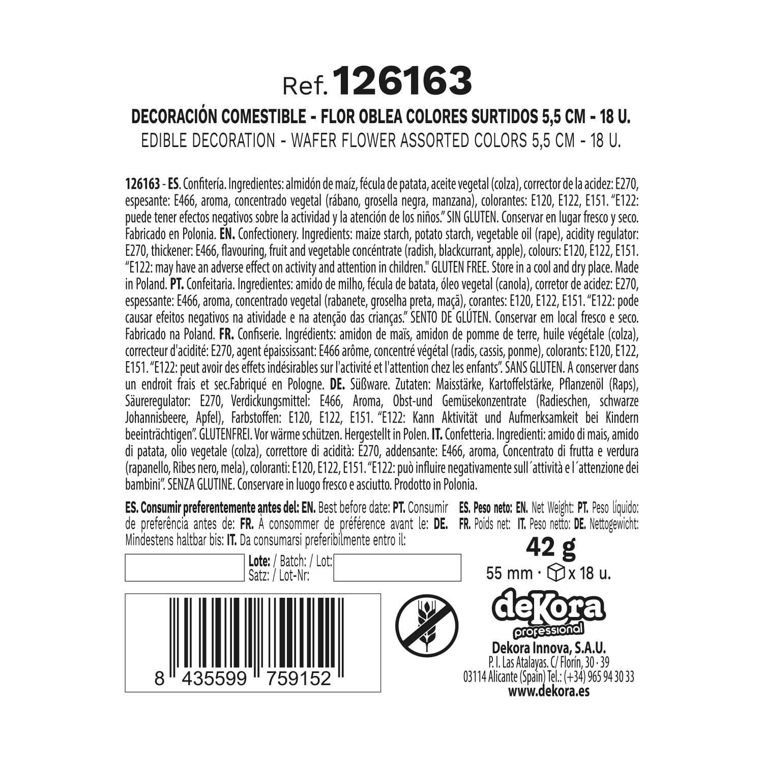 Fleurs En Gaufrette Comestibles Dekora - 18 Pièces - 5.5cm - Décoration Gâteaux