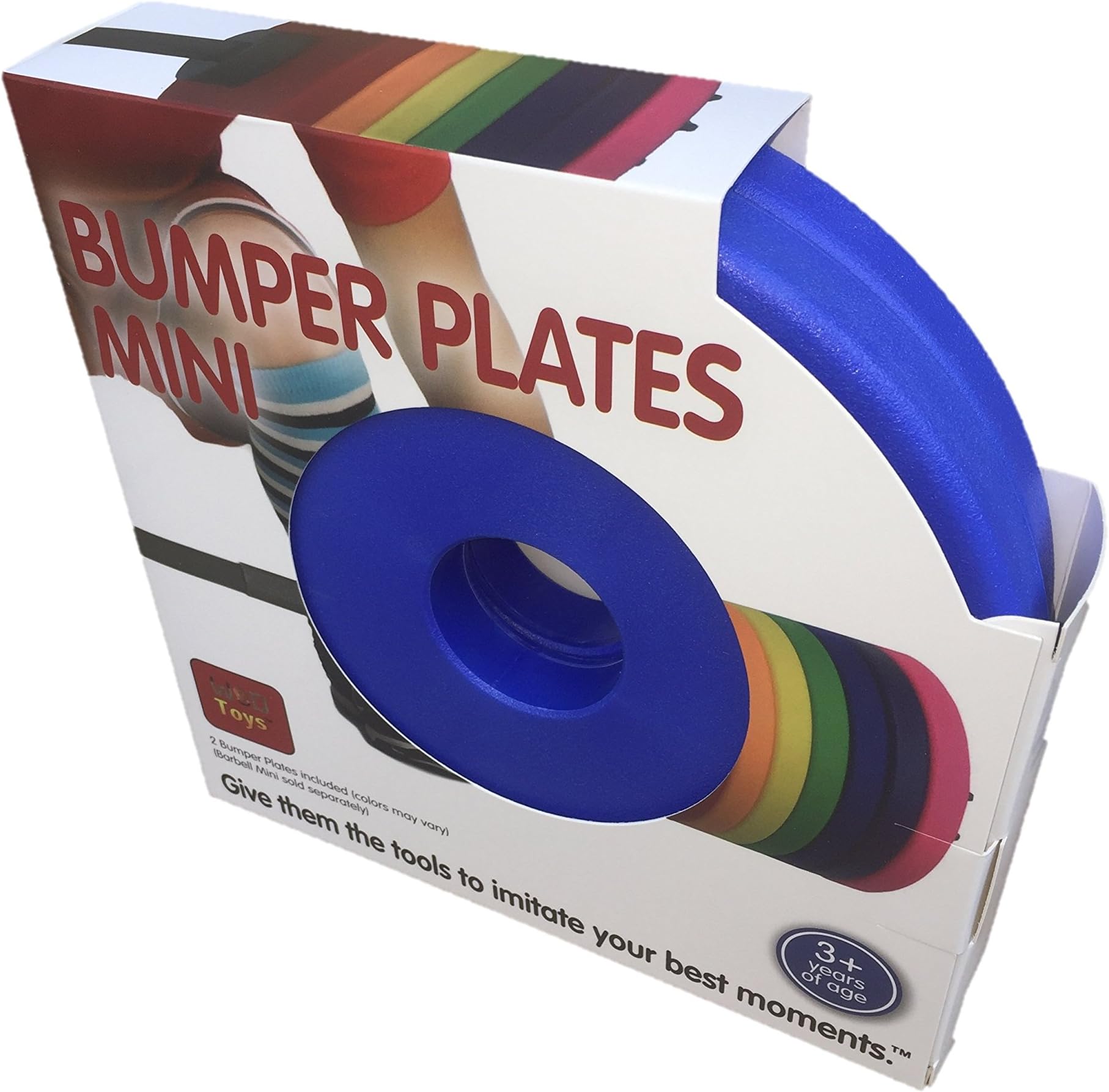 WOD Toys Colored Bumper Plates Mini - Add On Bumper Plates for The Barbell Mini - Safe, Durable Fitness Toys for Kids (Blue)