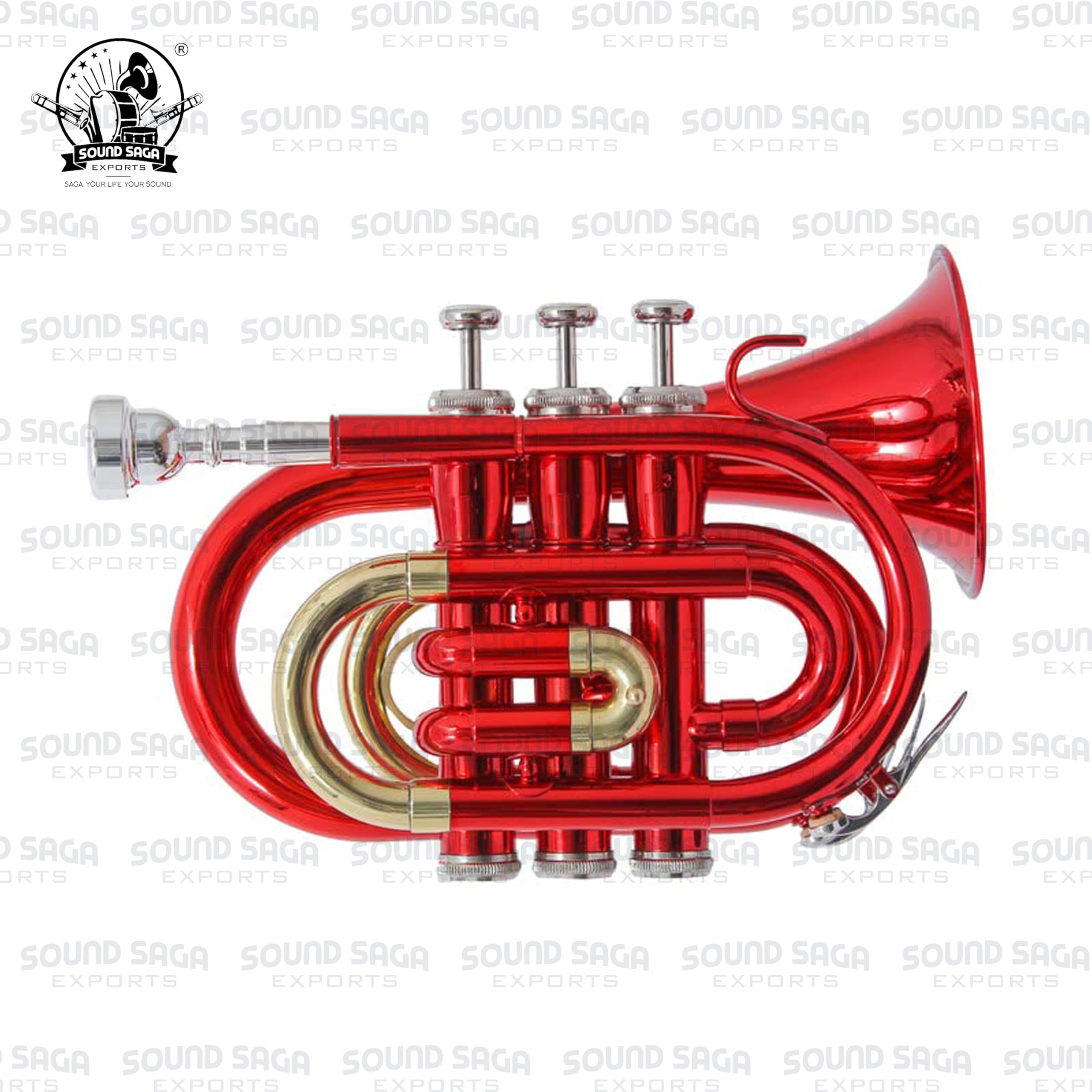 Instrumento de latón para trompeta de bolsillo Bb | Instrumento hecho a mano con precisión | Ideal para estudiantes, orquesta, conciertos y principiantes | Boquilla y funda de transporte dura incluida