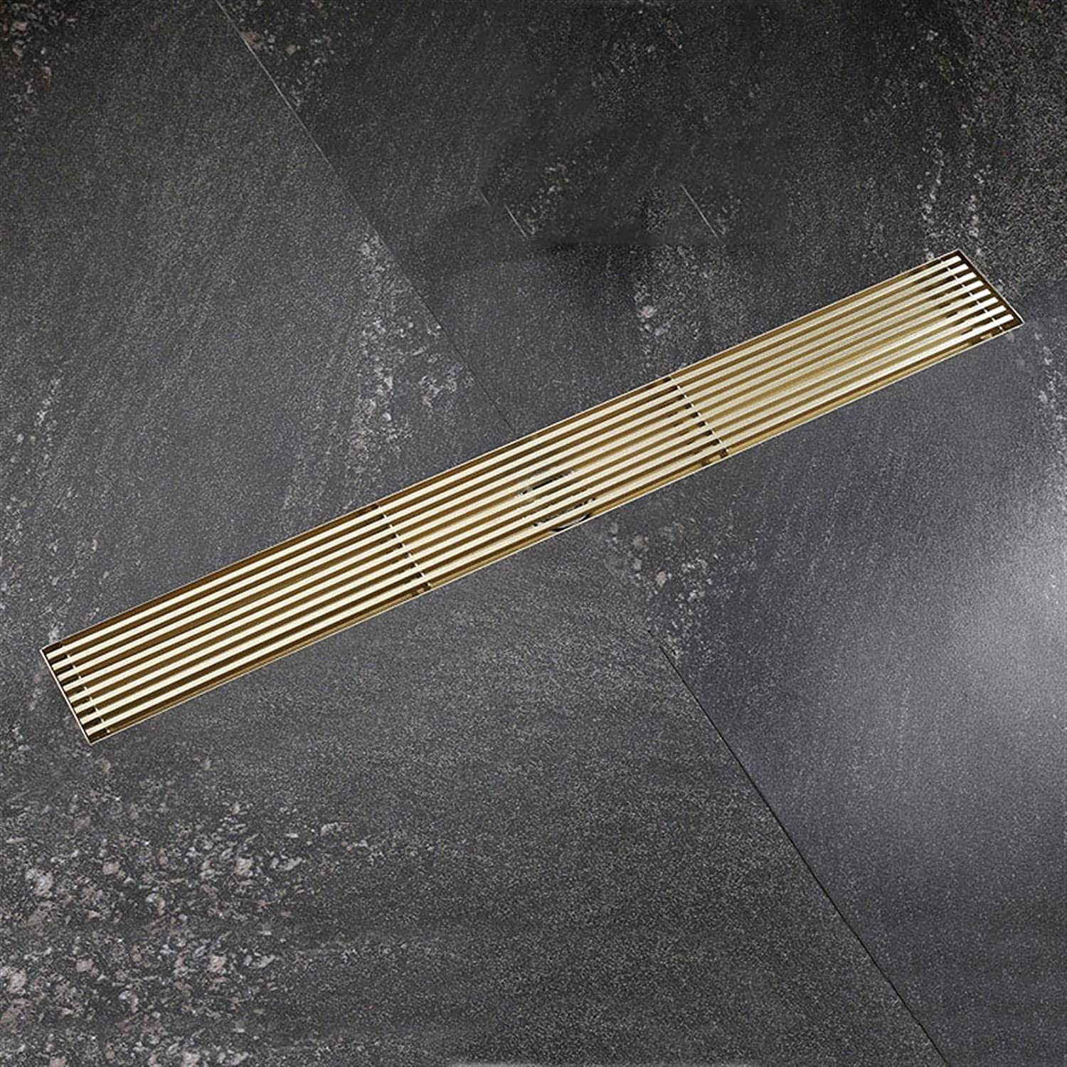 TBDdsd Linear shower drain, Linear Shower Drain with Hair Strainer,SUS304 Rectangle Floor with Removable Cover, Drainer and Basement(60cm(23.6''))
