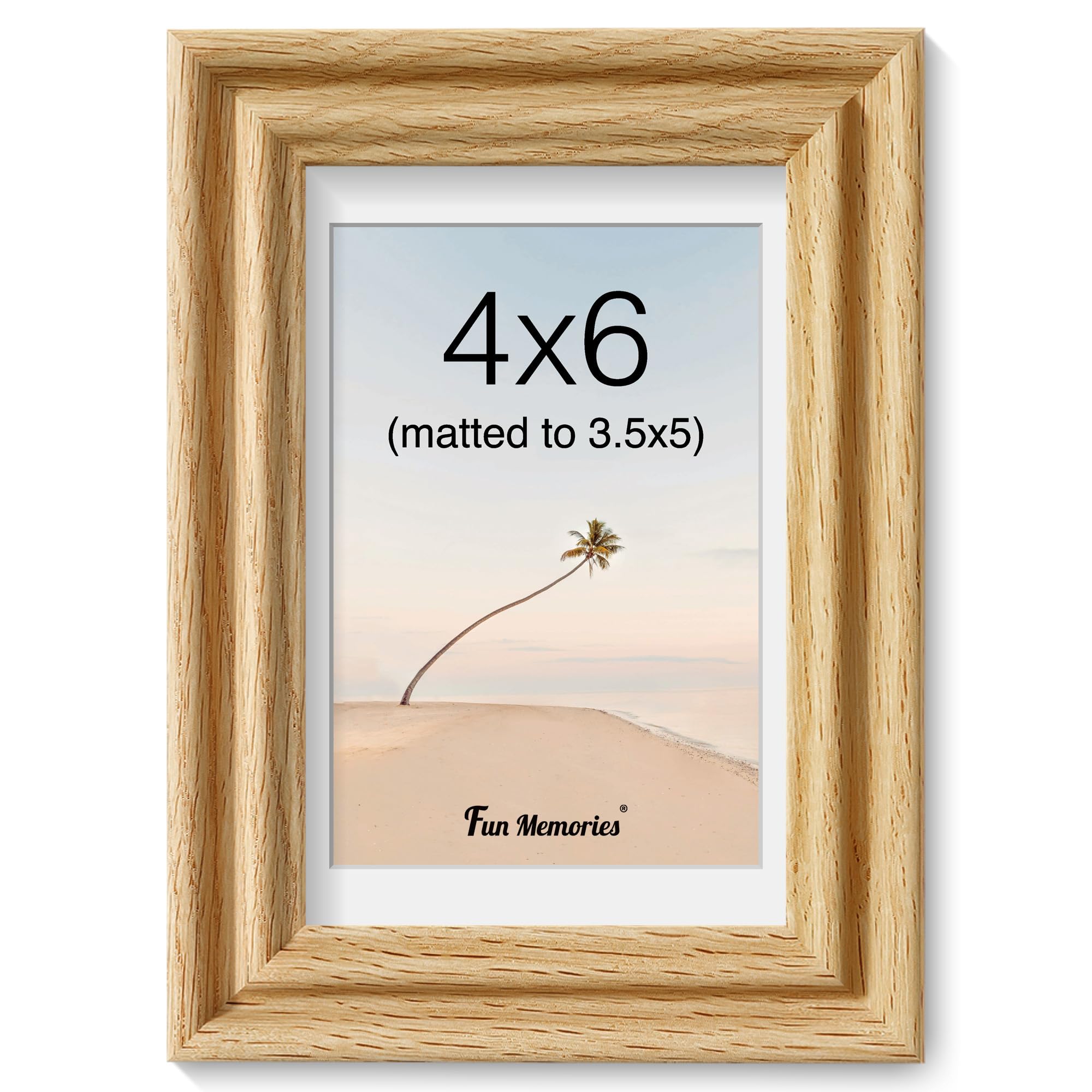 4 x 6 Picture Frame, Solid Oak Wood Picture Frame, 4x6 Photo Frame with High Tempered Glass, Display Photo 3.5x5 with Mat or 4x6 without, Photo Frame for Wall & Tabletop Display, 1 Pack — image 1
