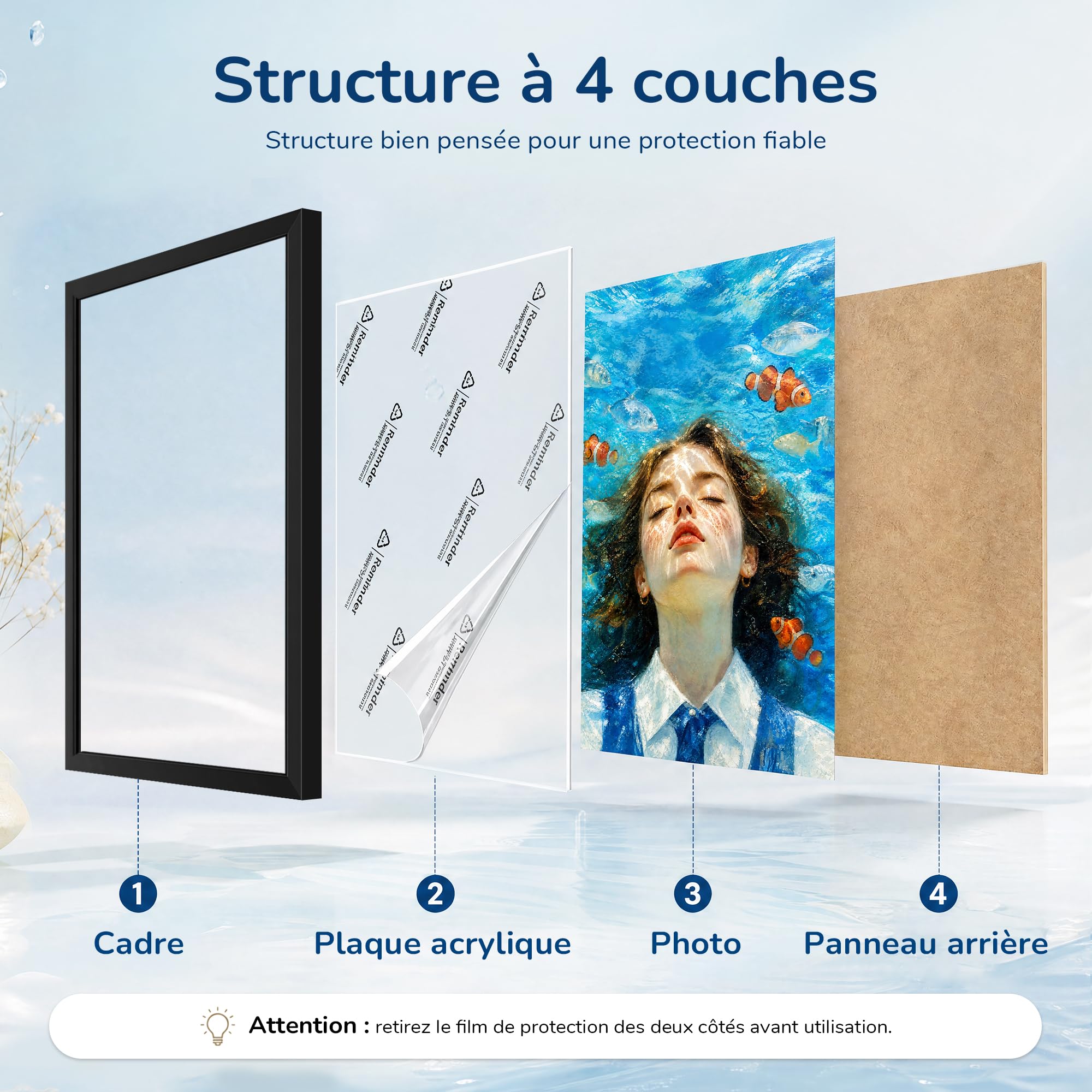 Cadre Photo A1 Noir, MDF, pour Photos & Diplômes