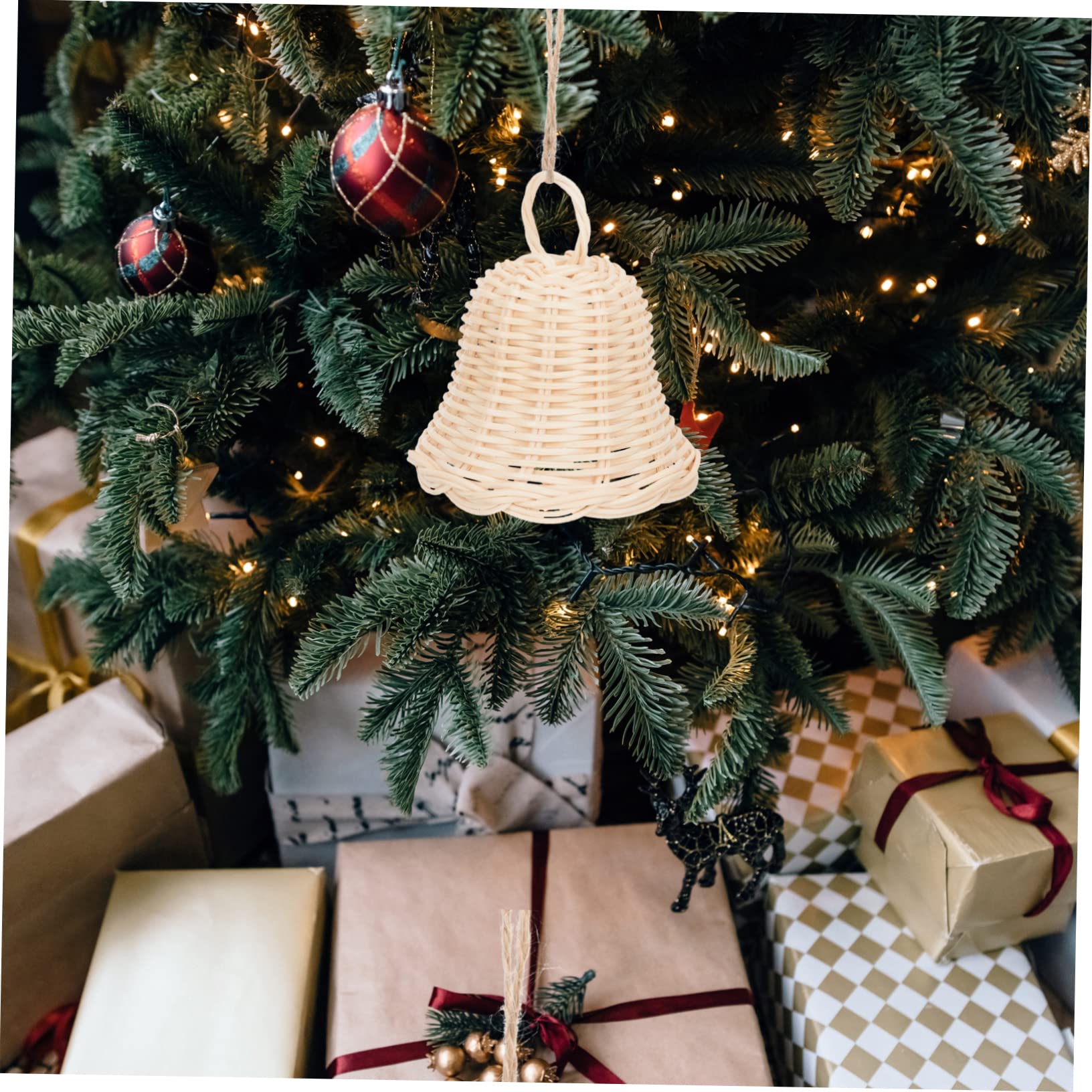 Ciieeo 5 Piezas Decoraciones Navideñas Colgante De Escena De Bricolaje Pequeñas Campanas De Navidad Adorno De Árbol De Halloween Campana De Vacaciones Campanas Pastando Mimbre Indonesio