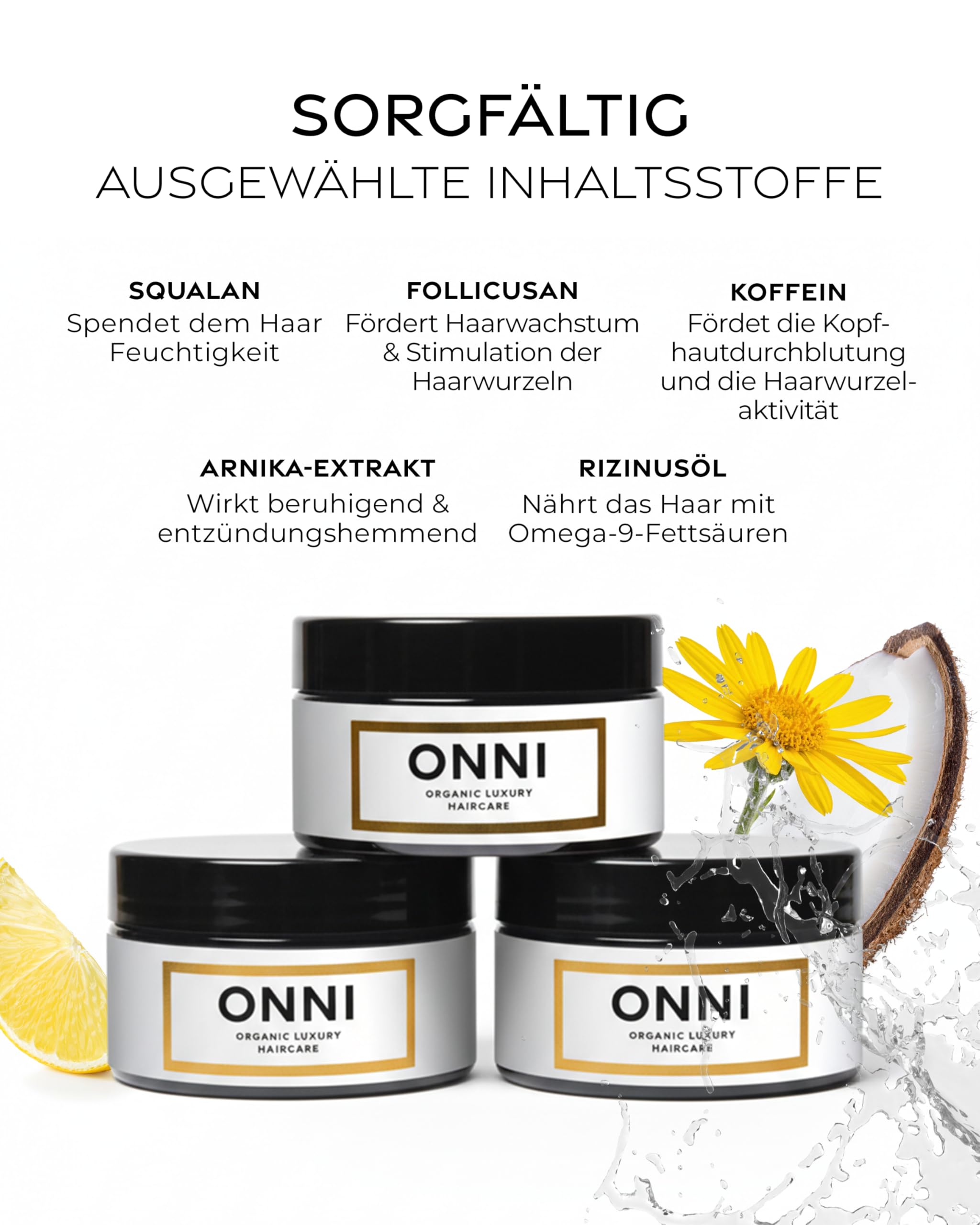 ONNI – SENSITIVE Haarmaske für Haarwachstum 250ml – Sanfte Haarkur mit Follicusan & Koffein – Hair Growth Mask pflegt Haar & Kopfhaut, spendet Feuchtigkeit – silikon-, paraben- & sulfatfrei