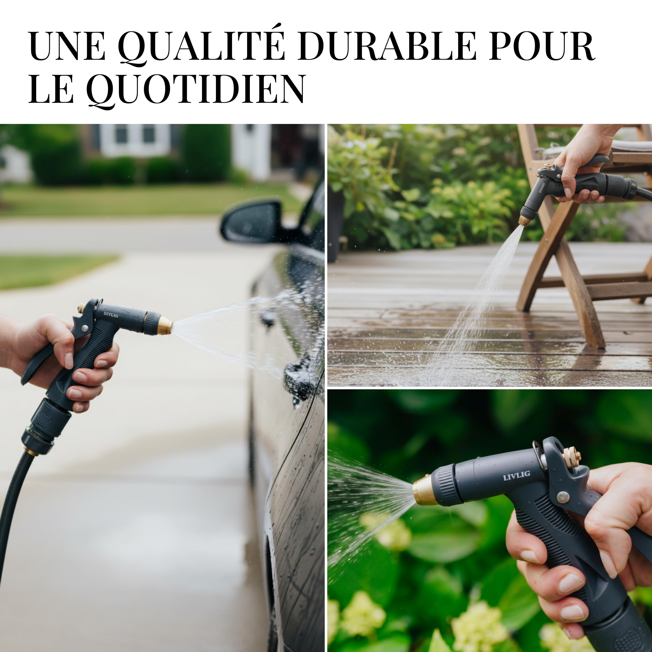LIVLIG Seringue de nettoyage et douchette de jardin, anthracite, kit