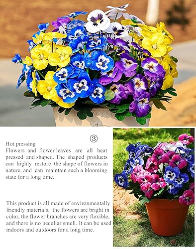 Miniatura 4 de QIANYUN Flores falsas, margaritas pequeñas de flores silvestres de 12 pulgadas, 6 paquetes de flores moradas de plástico sintético para el hogar