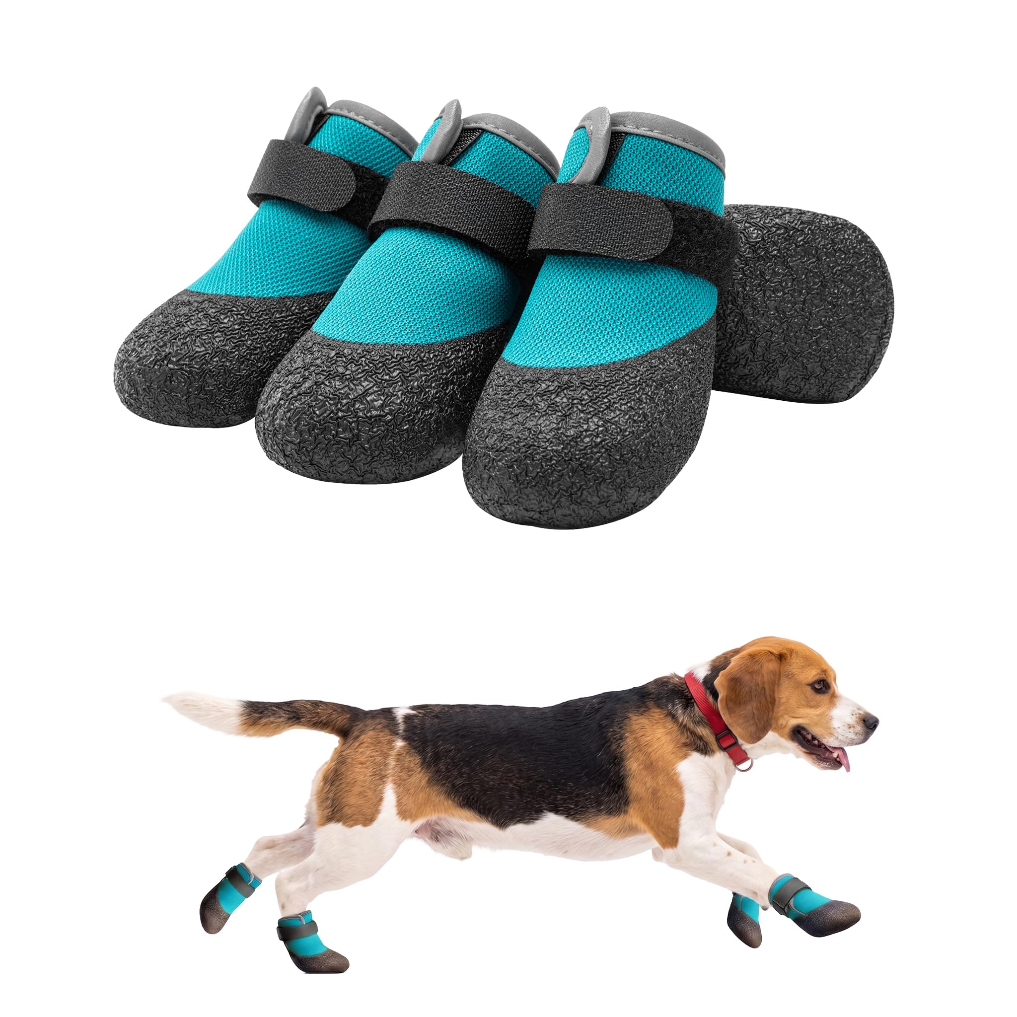 Atmungsaktive Hundeschuhe für den Sommer – Hitzeschutz-Hundeschuhe für heißen Asphalt, leichte Mesh-Stiefel mit rutschfester Sohle für glatte Straßen- und Hartholzböden, große Hunde