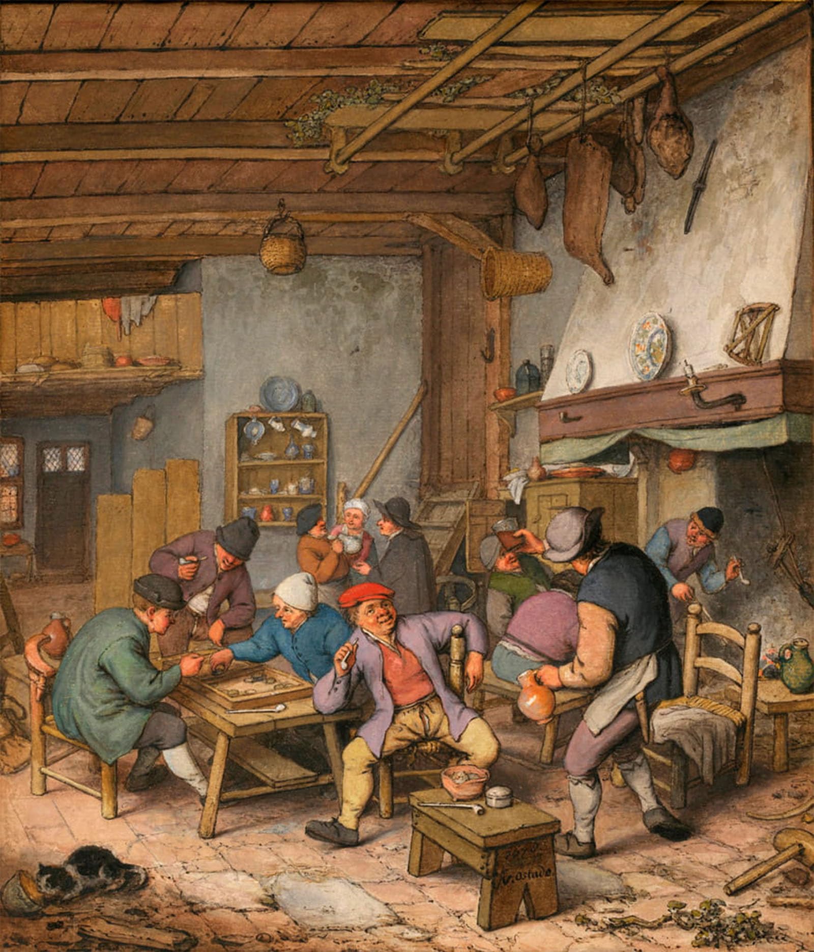 ARTXLXXBN Famous Print Painting Colorful Art Print Hall In An Inn With Drinking Peasants by Adriaen Jansz Van Ostade Canvas Art Decorations for Home Decor 60x90cm