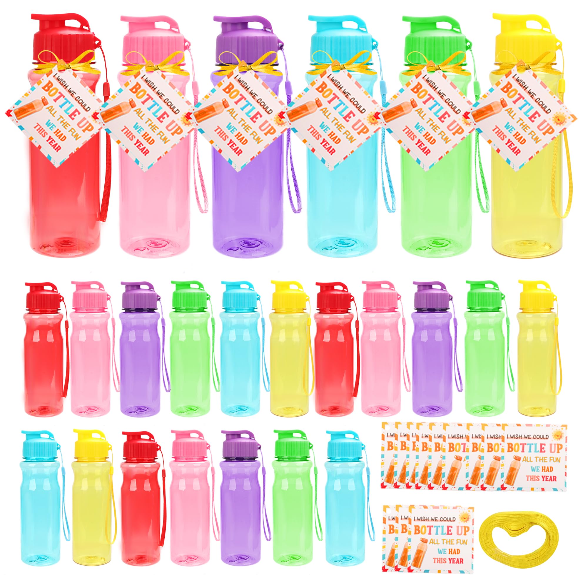 24 Set End of Year Students Gift from Teacher Bulk Water Bottles Set with Blessing Card Preschool Kindergarten Graduation Gifts Class for Summer Beach
