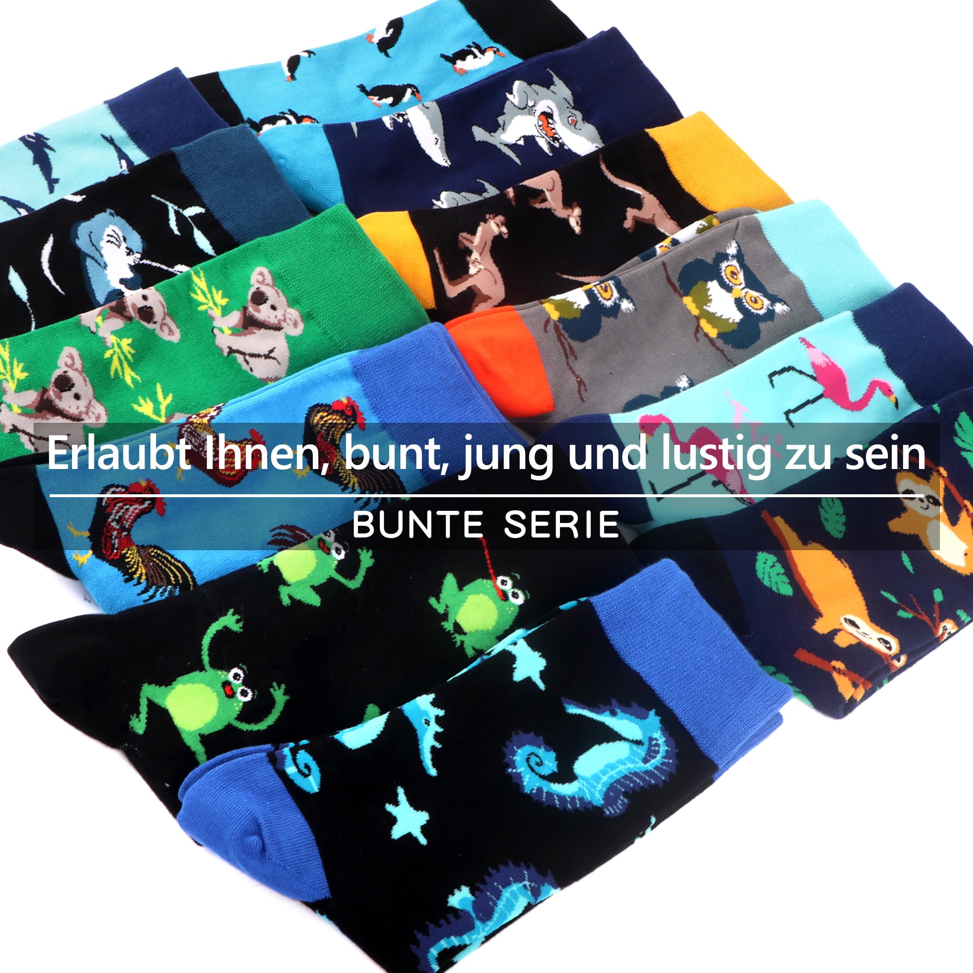 WeciBor Męska sukienka fajna kolorowa fantazyjna nowość zabawna codzienna czesana bawełna Crew Socks Pack