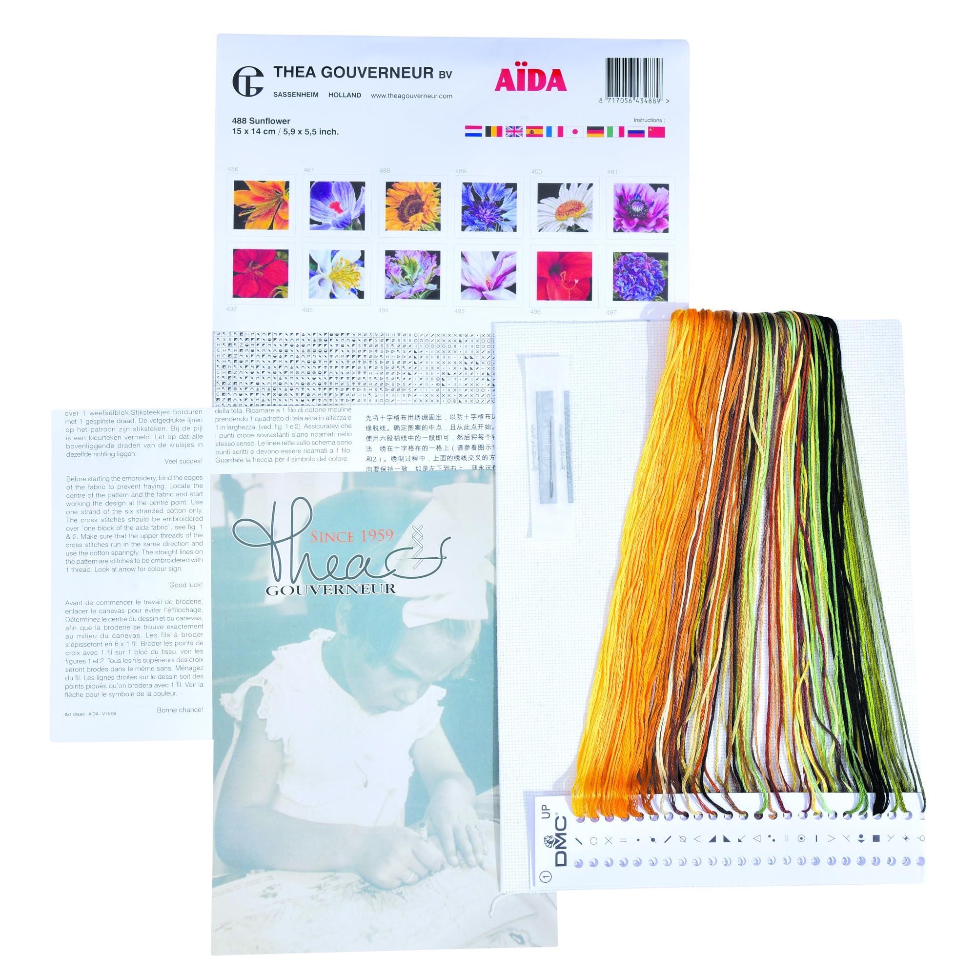 Amazon | テア・グーベルヌール クロス・ステッチｷｯﾄ Sunflower 白の