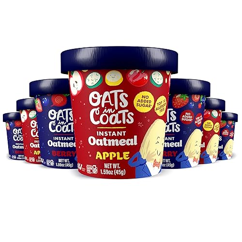 Oats in Coats - Tazas de avena sin gluten aptas para alérgenos sin OMG frutas y verduras reales desayuno saludable y delicioso avena fácil durante