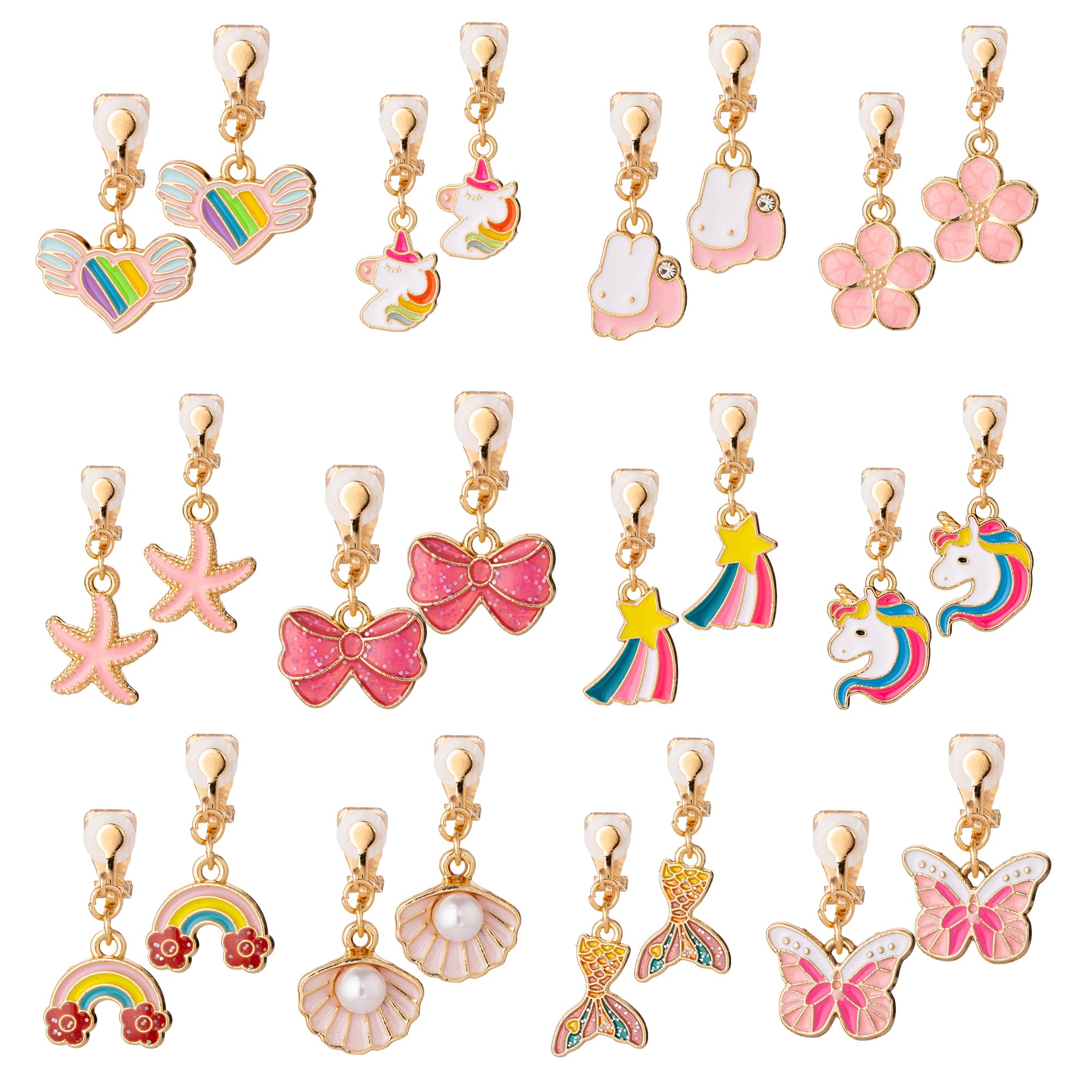 PASEMM 12 Pairs Kids Clip-on Earrings - dress up accessories | Mubboo