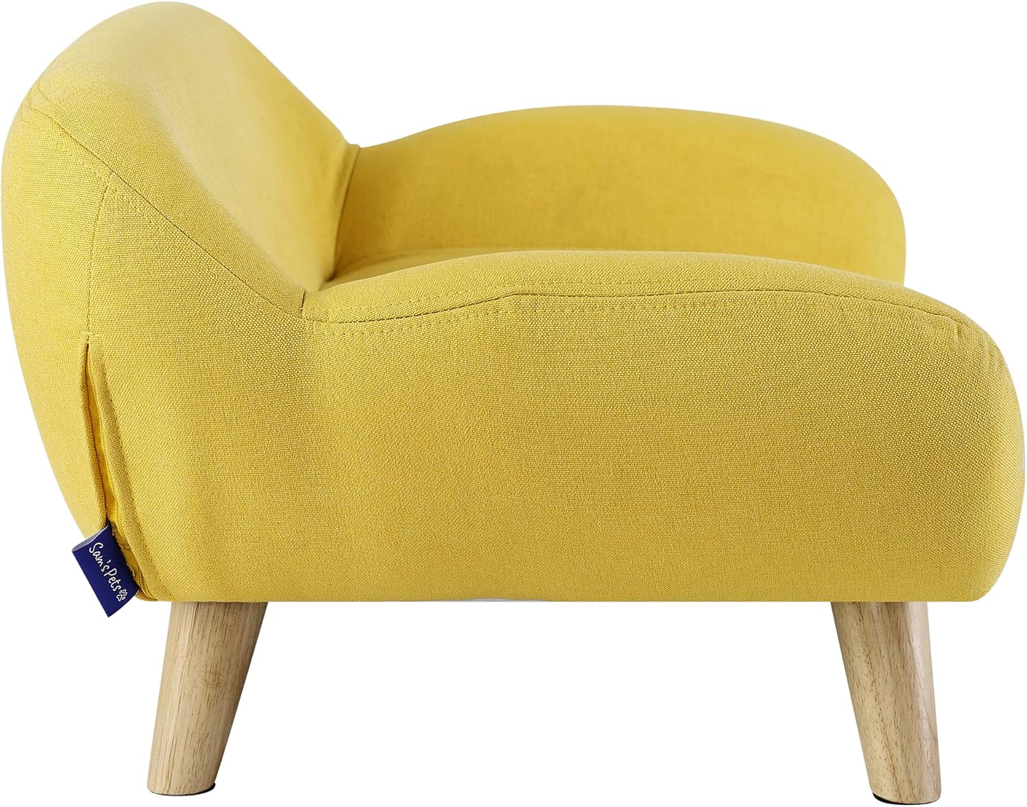 Sam's Pets Akkeri 28.5" Pet Couch, Yellow - Elevated Sofa Chair, Linen Fabric, Cozy Warm, Water-Resistant, Multi-Use, Furniture Style, Sturdy Wood Legs