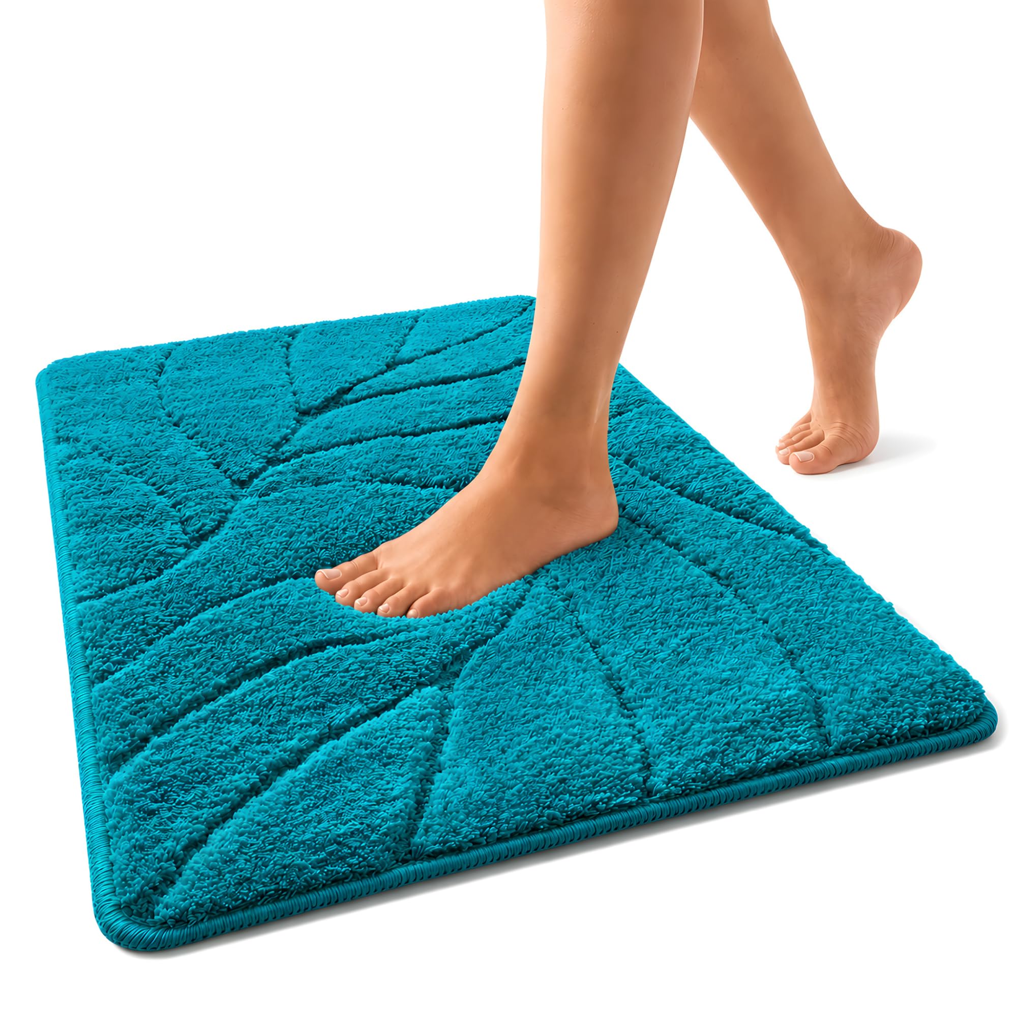 Floordirekt Bath Mat - Extra Fluffy & Quick-Drying - Bathroom Rug with Non-Slip Back - Bath Mat Shower Mat (Maris) (Turquoise, 80 x 150 cm)