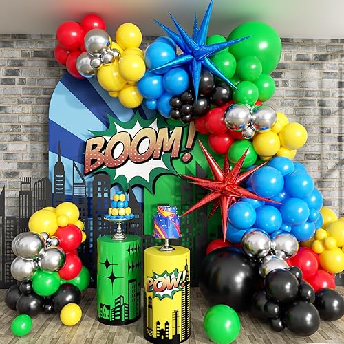 Kit de guirnalda de arco de globos de 137 piezas con globos para cumpleaños, carnaval, videojuegos, arco de súper globos para decoración de fiestas