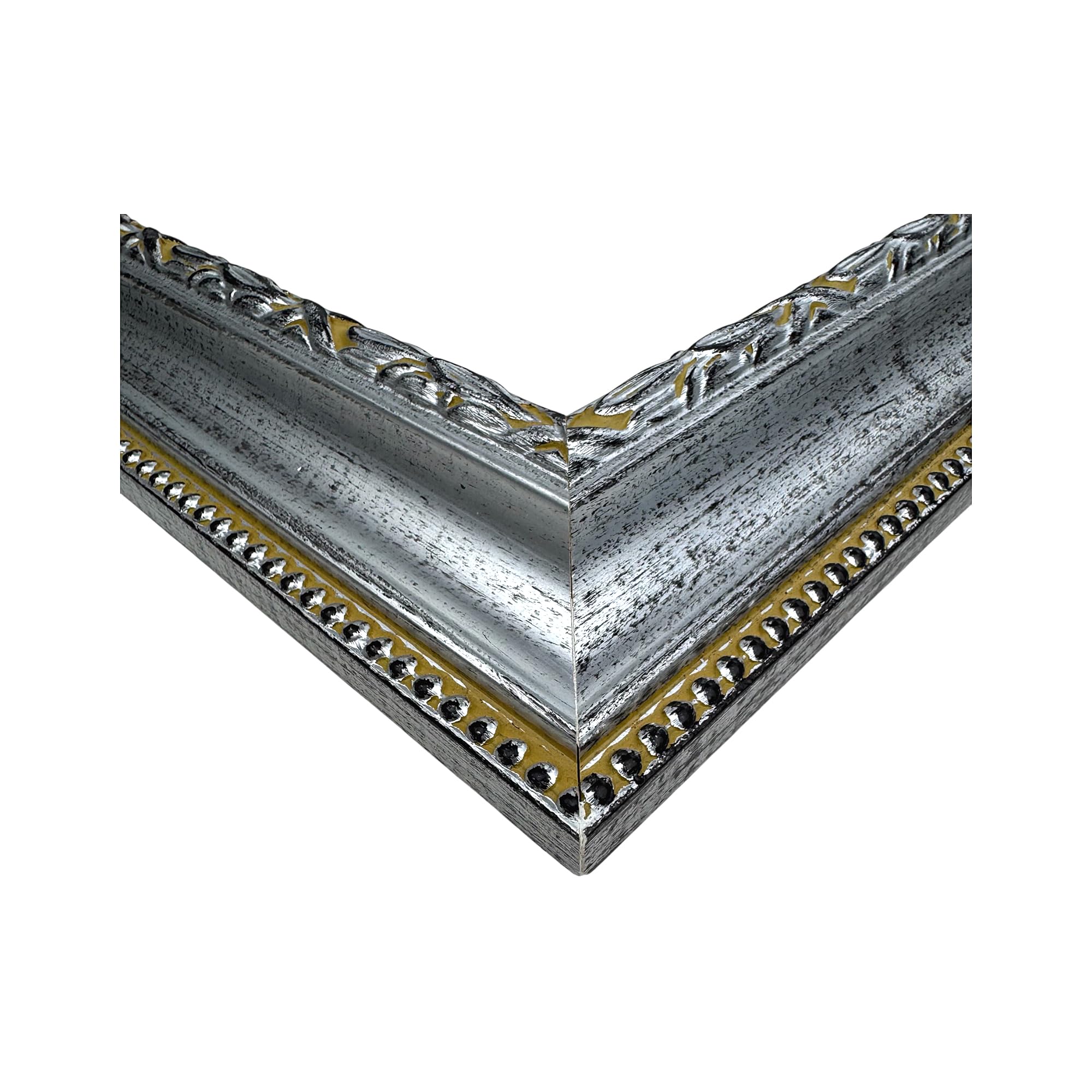 ITALIA CORNICI Maestri Artigiani - Cornice in Legno da Parete per Quadri Tele Floreale Nero Argento Made in Italy (40 x 40 cm)