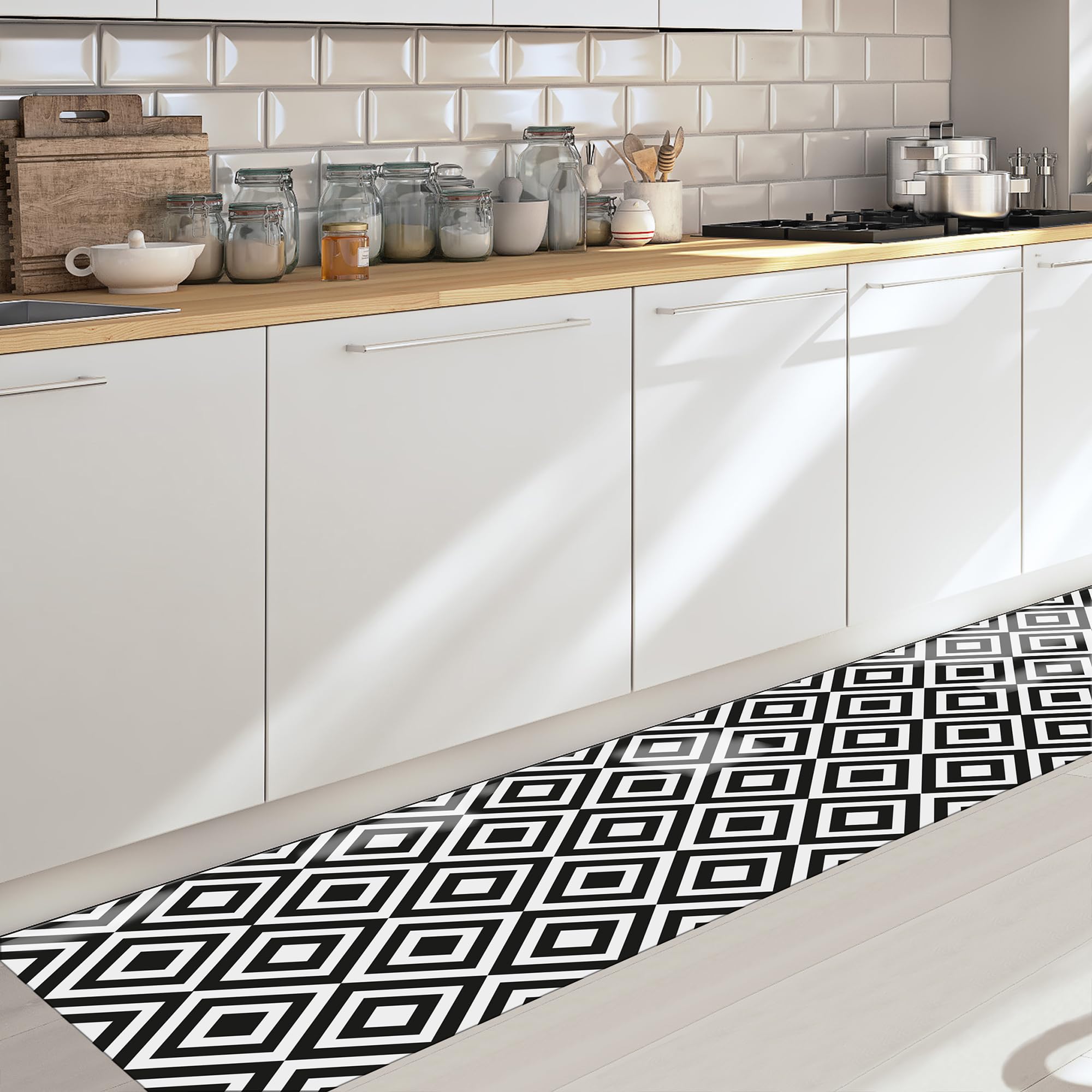 CREARREDA Alfombra Vinílica Cocina y Baño Antideslizante Lavable, Diseño Italiano Moderno, Impermeable, Decorativa, Resistente, Fácil Limpieza, Antimanchas, Higiénica, Made in Italy
