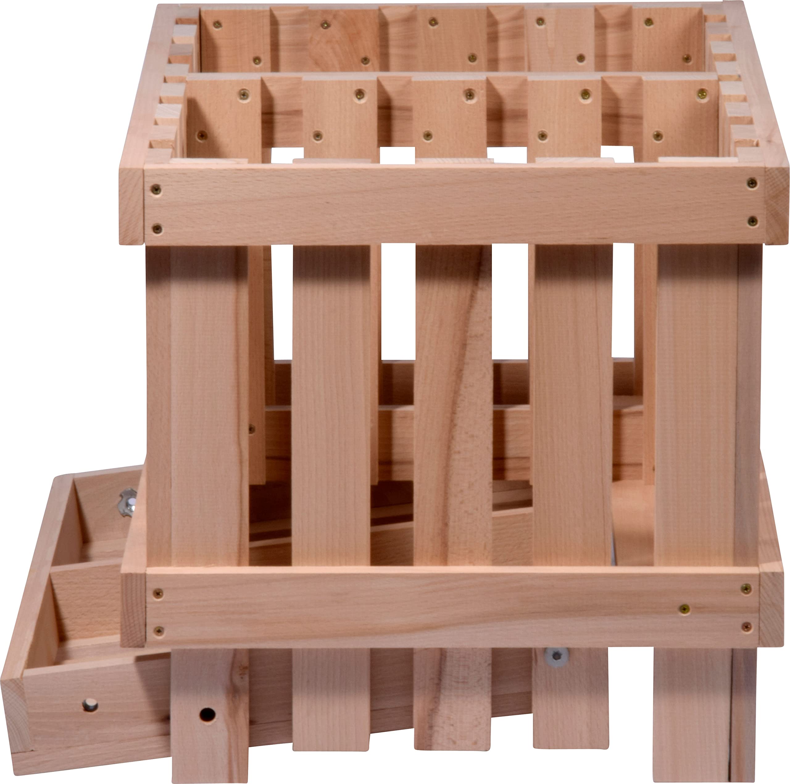 dobar® green label 29023FSCe Premium Kartoffelkiste | Kartoffelhorde mit 2 Abteilen| Obstkiste aus Massivholz | Vorratskiste für Obst/Gemüse | mit Kippfach | Buchenholz | 60 x 40 x 40 cm | Natur