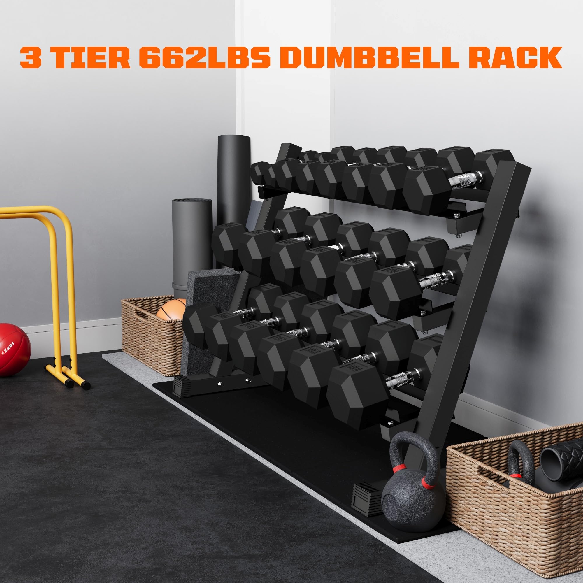 Dumbbell Sets with Rack, Rubber Hex Dumbbells, 160/220/280/360/450/550LBS, Hand Weights with Chrome Handle for Strength Training