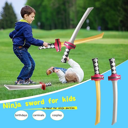 Miniatura 5 de Paquete de 24 espadas inflables ninja inflables, espadas Samurái, Katana, espadas inflables para ninja, cosplay, piscina, suministros de fiesta,