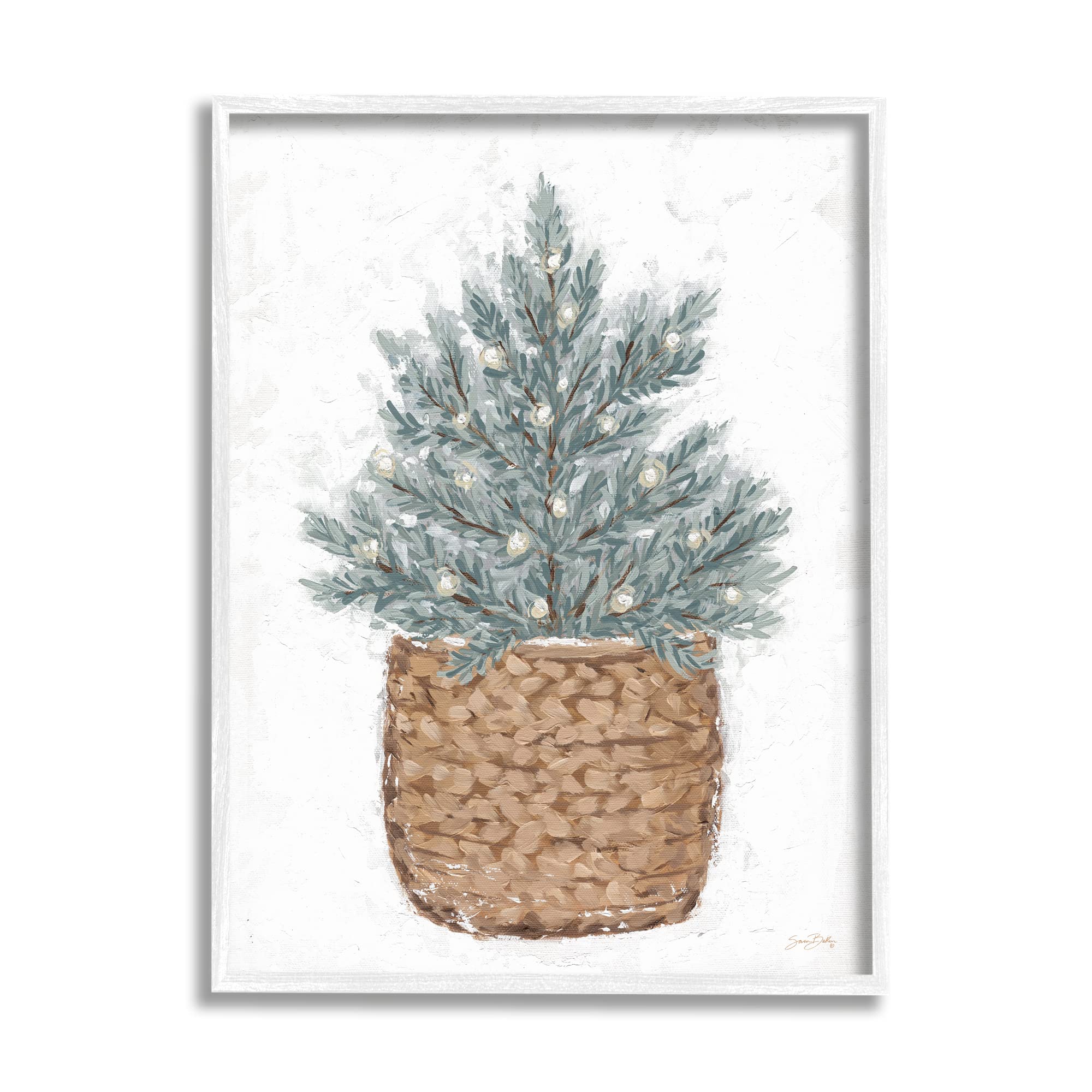 Stupell Industries Peaceful Holiday Fir Tree Woven Planter Basket, Design by Sara Baker