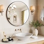 20 Inch Black Round Mirror, Wall Circle Mirror Metal Frame for Bathroom, Vanity, Entryway, Bedroom, Living Room, Wall Mounted Modern Rustic Decor