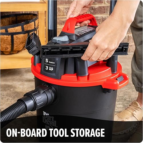 Miniatura 4 de Dirt Devil Aspiradora de taller con cable de 5 galones, portátil, resistente para garaje, hogar, taller o vehículo, diseño compacto con herramientas