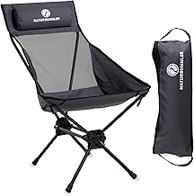 NATURBUMMLER Folding Camping Chair [Cloud Sit Light] - Ultralight (2.65kg) & Breathable - Includes Carry Bag - Compact Folding Chair 120kg Load Capacity for Garden Fishing Outdoor (Grey)